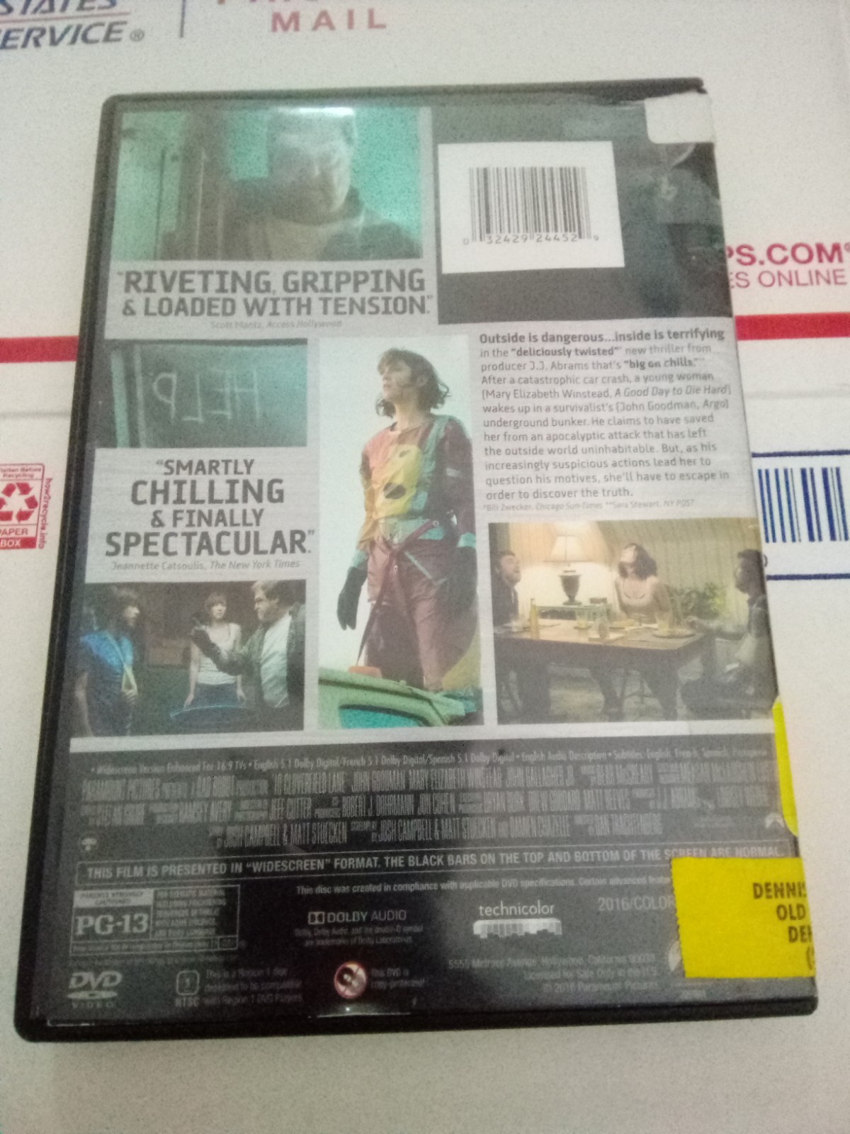 10 Cloverfield Lane DVD Movie John Goodman Mary Winstead PG13 Ex Library Edition