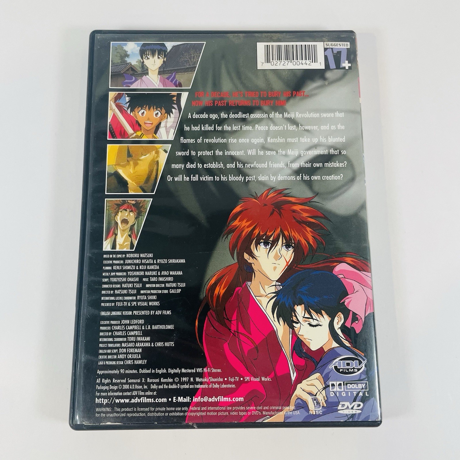 Samurai X: The Motion Picture (DVD, 2000) Anime, ADV Manga