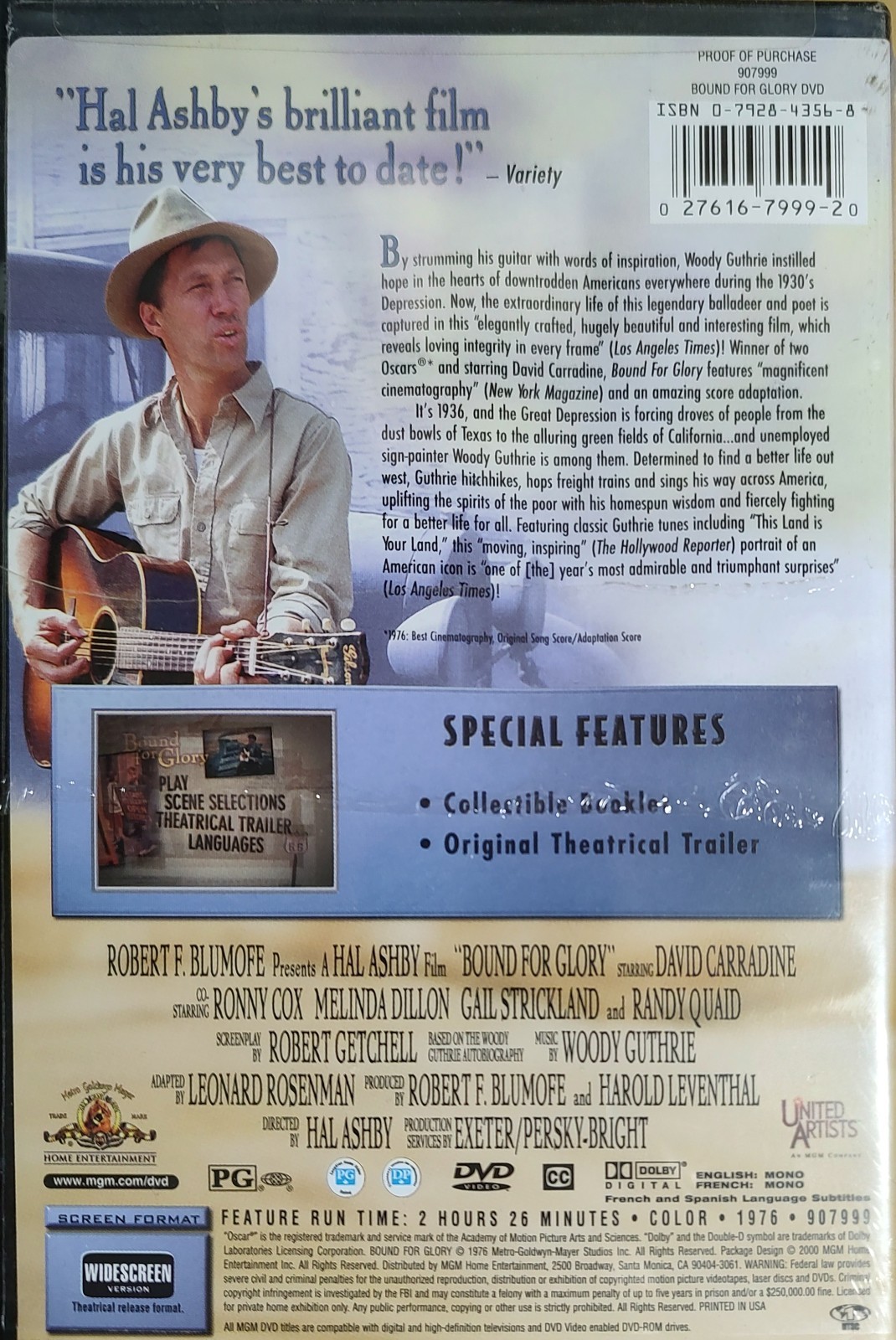 Bound for Glory (DVD, 2000) David Carradine – Brand New & Sealed