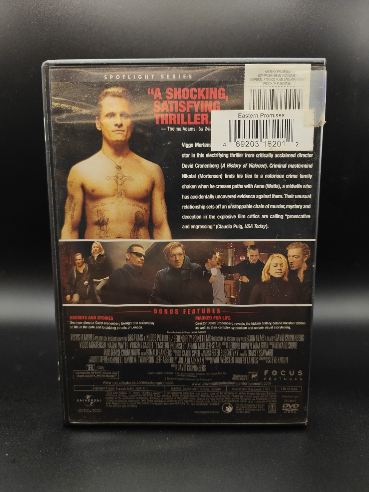 Eastern Promises DVD Widescreen 2007 (Viggo Mortensen, Naomi Watts)