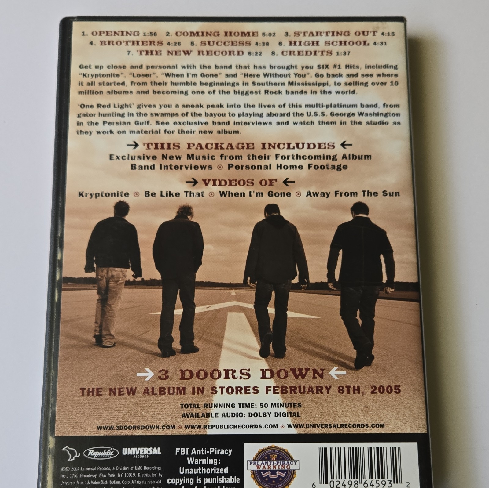 3 Doors Down One Red Light DVD 2004 Rock Concert Dolby Digital 50 Min