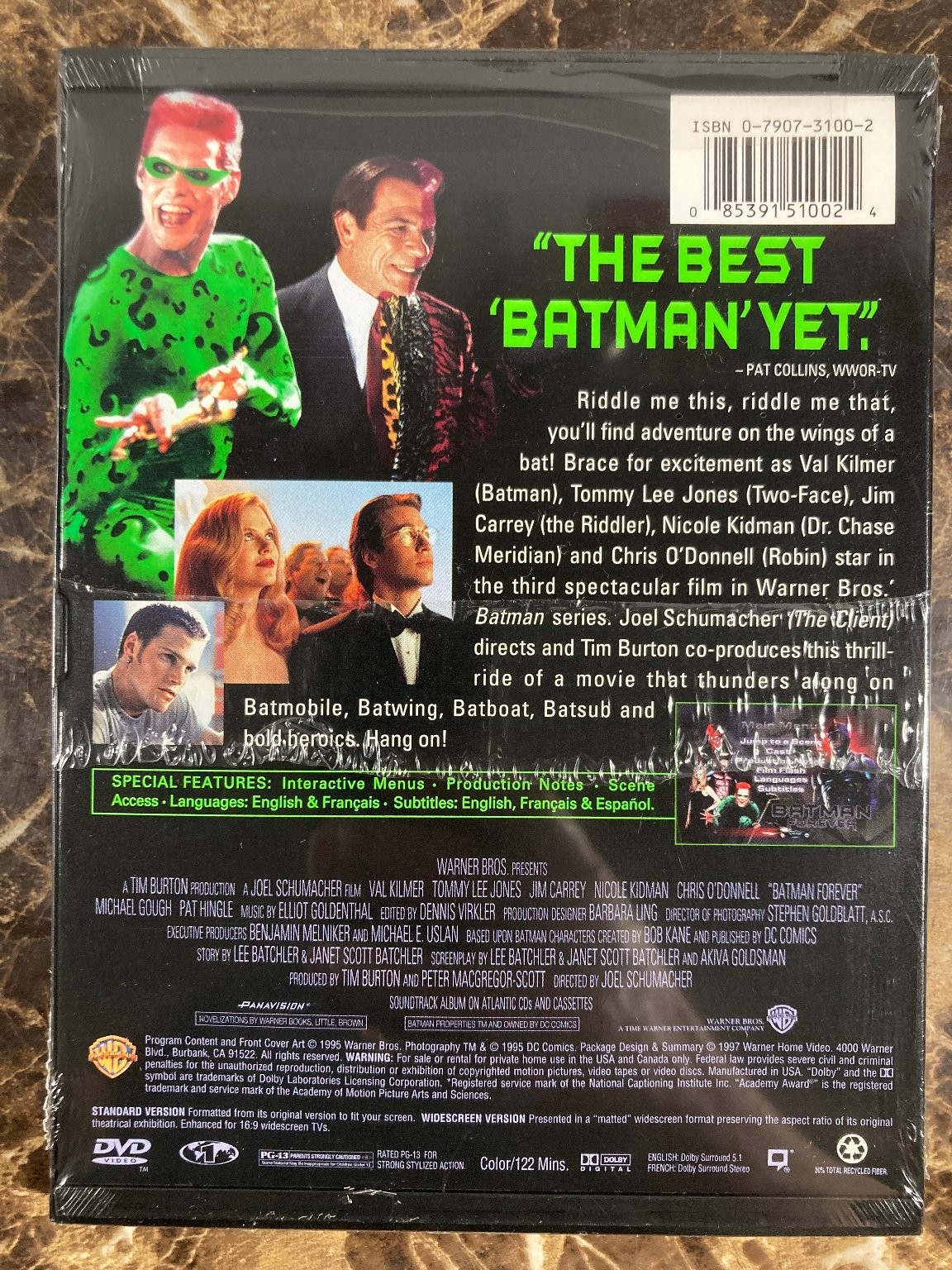 Batman Forever DVD 1995 Widescreen NEW SEALED Val Kilmer Jim Carrey Snap Case