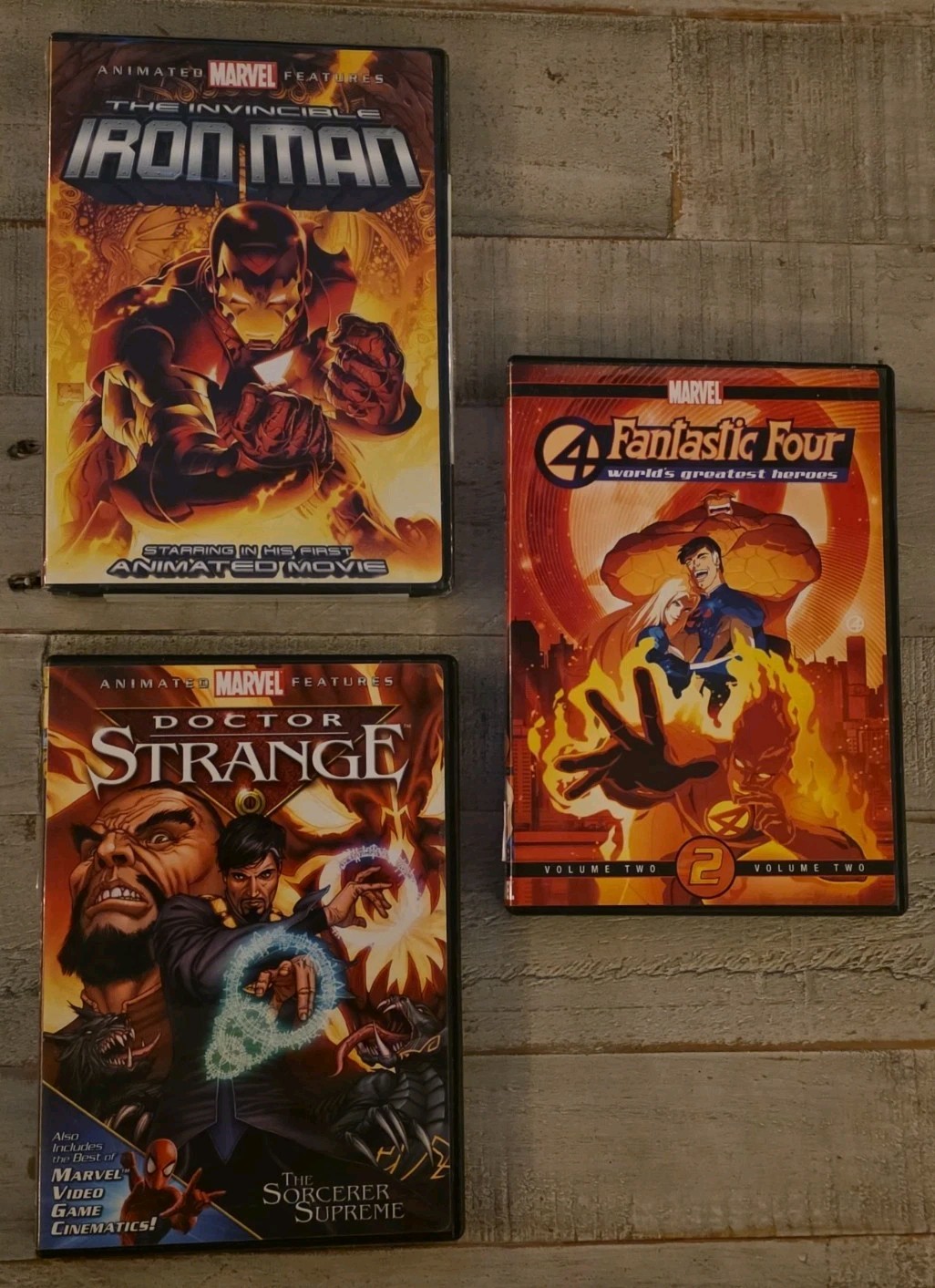 MARVEL Animated 3-DVD Lot Invincible Iron Man/Doctor Strange/Fantastic Four V2
