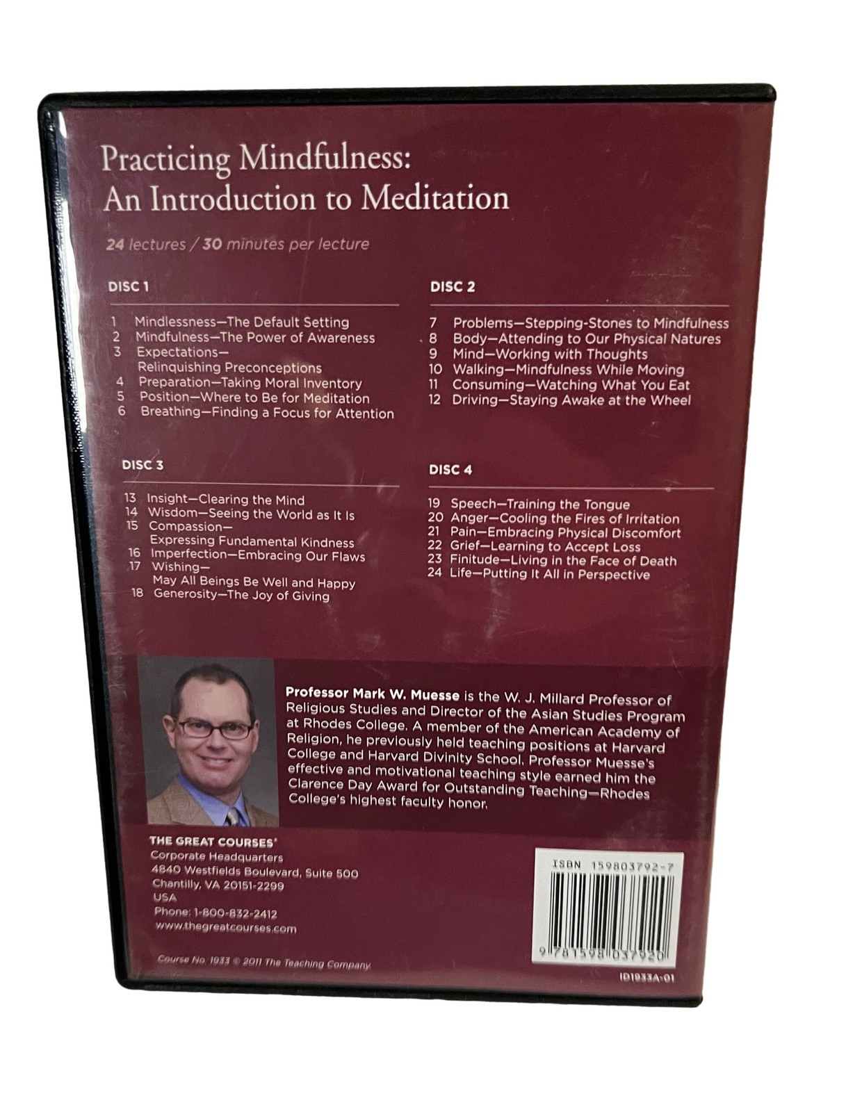 The Great Courses Practicing Mindfulness Intro to Meditation Prof Muesse DVD