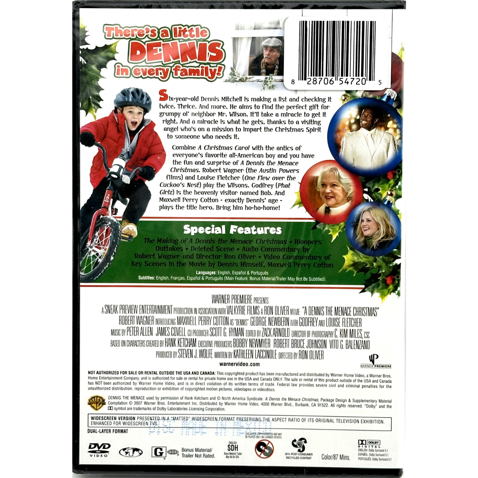 A DENNIS THE MENACE CHRISTMAS (2007) DVD Cotton Wagner Fletcher – NEW IN WRAPPER