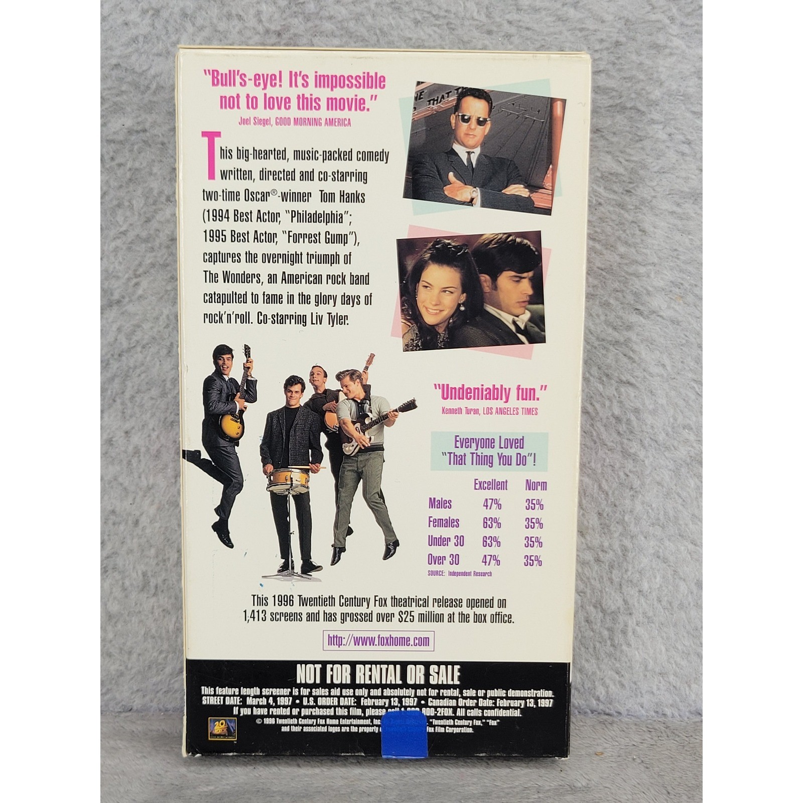 That Thing You Do! VHS 1996 Tom Hanks Liv Tyler Promo Screener Comedy Music