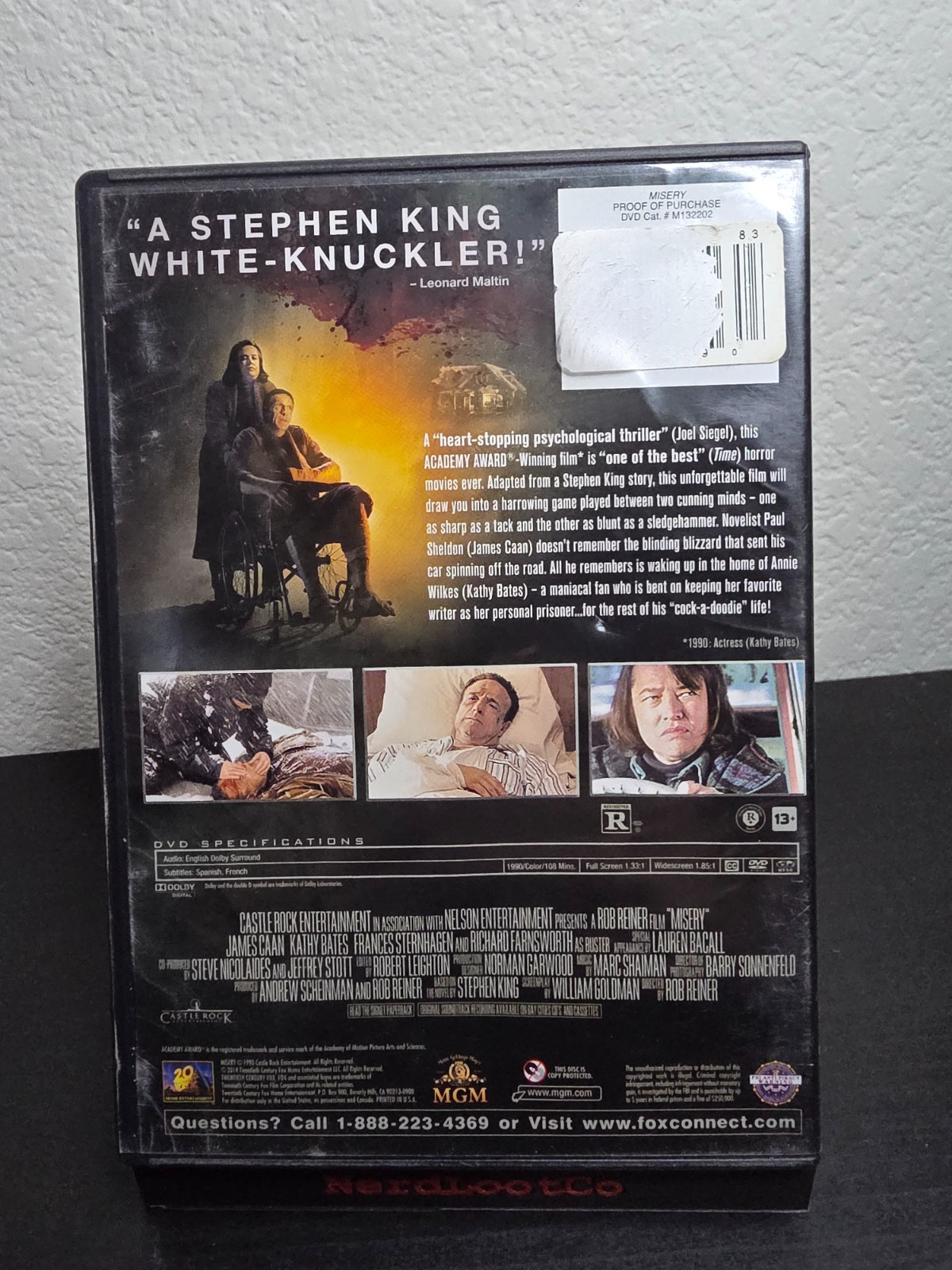 Misery DVD Kathy Bates James Caan Stephen King Psychological Thriller