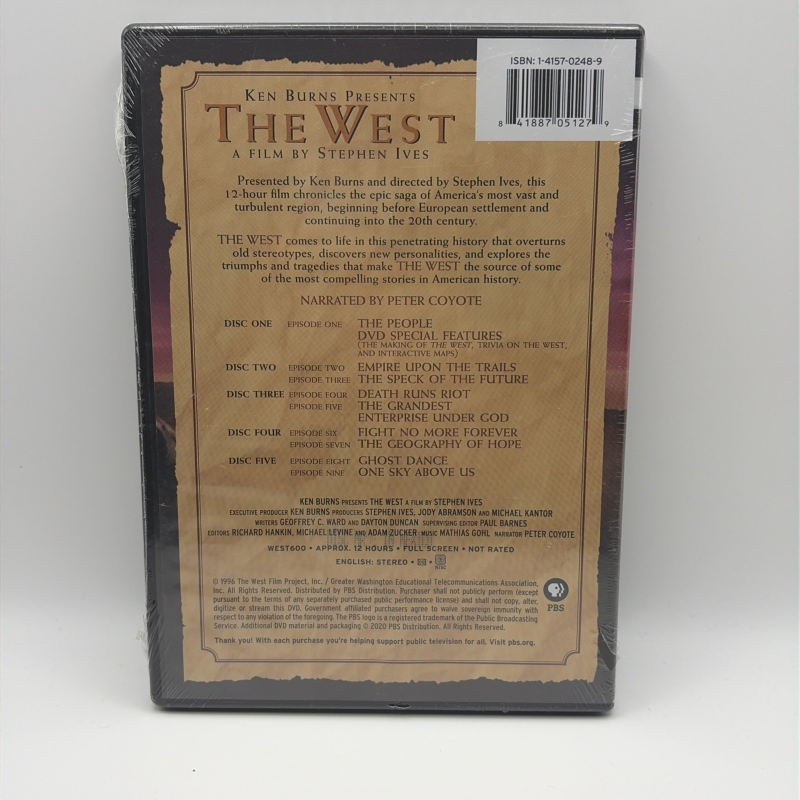 Ken Burns Presents THE WEST A Film by Stephen Ives DVD 5-Disc Set 2004 Sealed