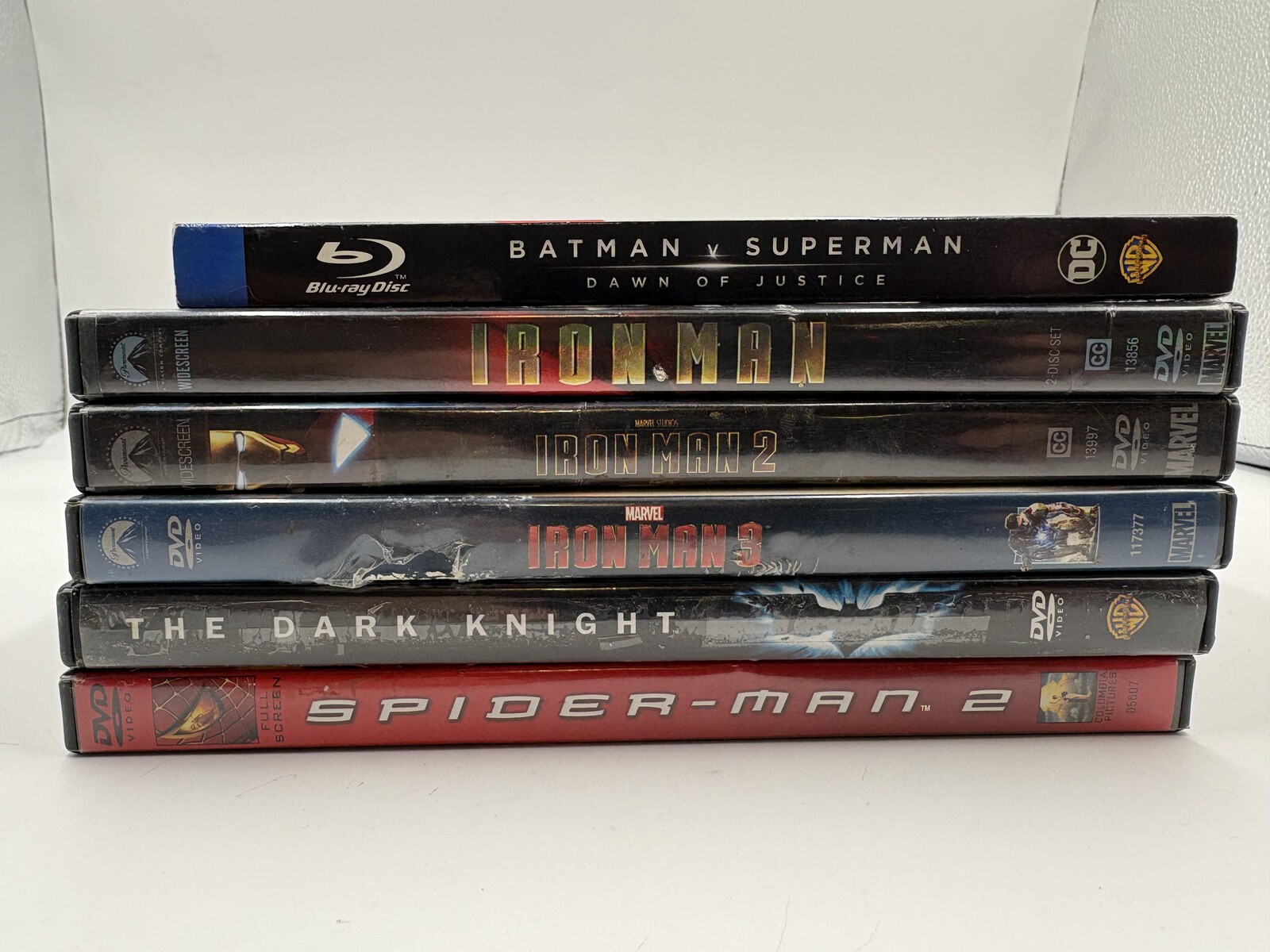 Marvel DC Superhero Movie Lot 6 DVD Blu-ray Iron Man Batman Spider-Man