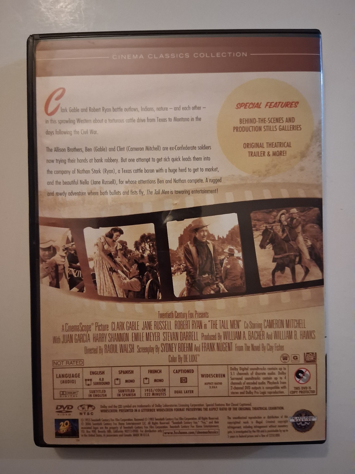 The Tall Men (DVD, 1955, Widescreen) Clark Gable Jane Russell Robert Ryan
