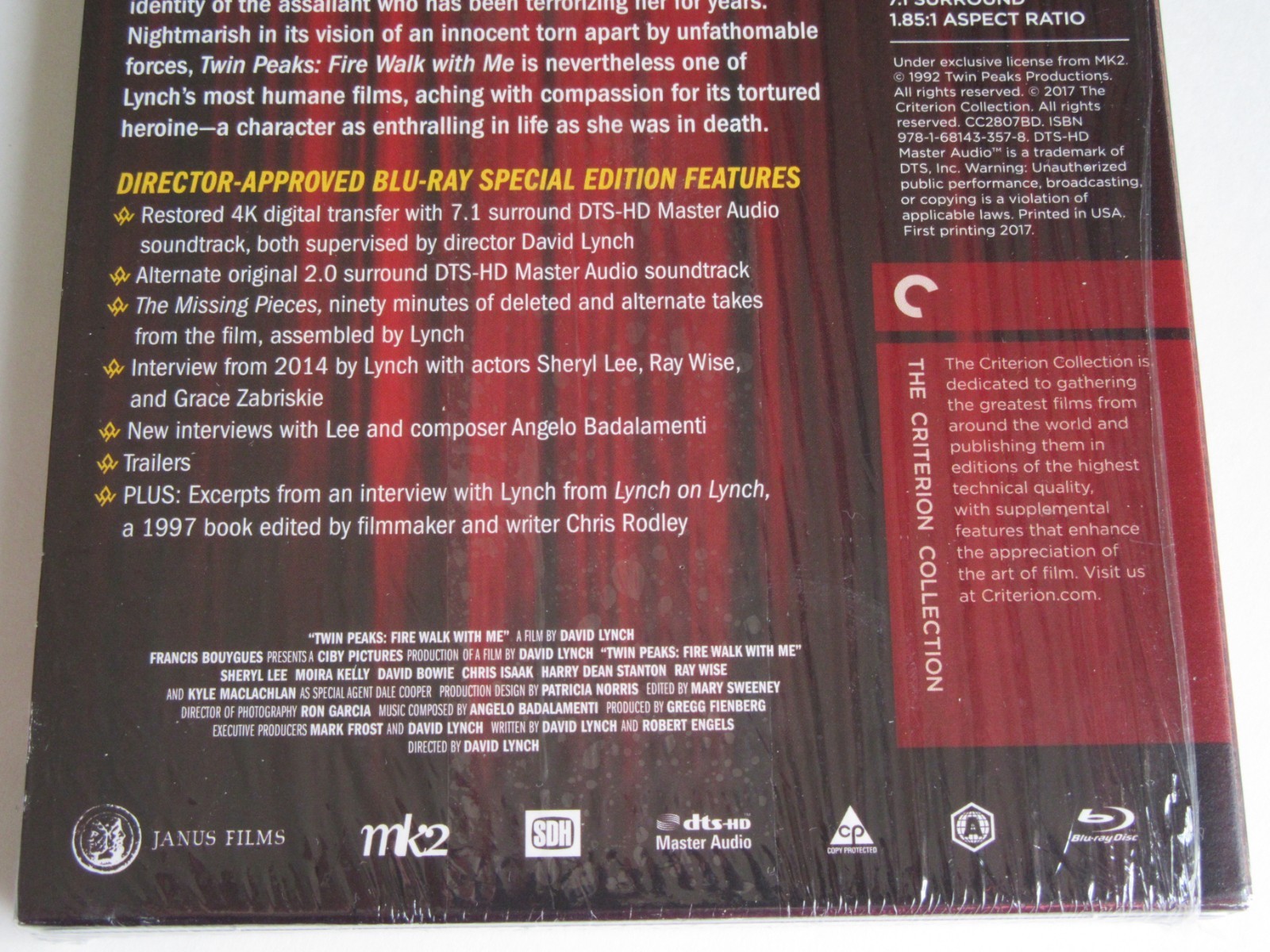 TWIN PEAKS: FIRE WALK WITH ME (Blu-ray, Criterion) David Lynch, Sheryl Lee
