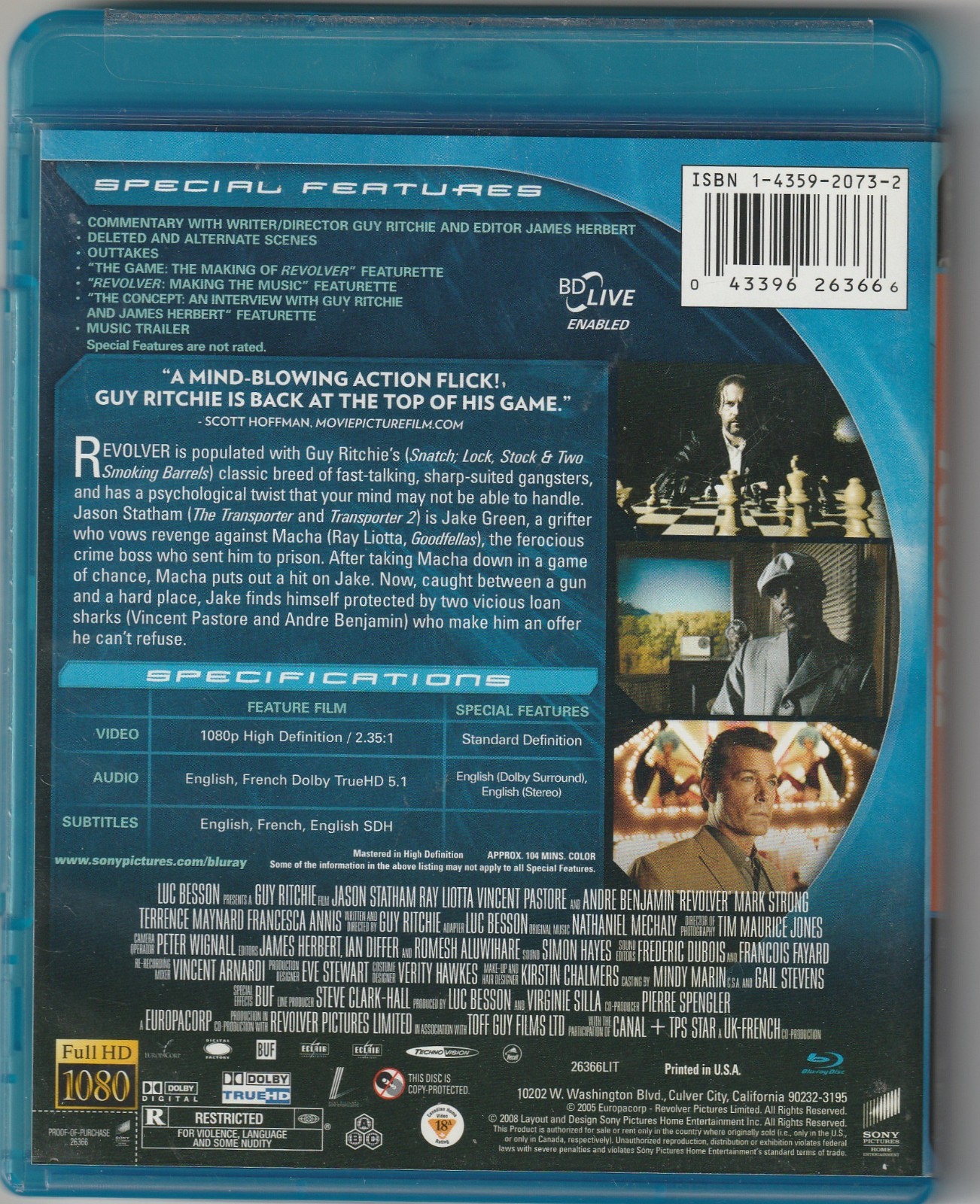 Revolver (2005 Bluray) Jason Statham, Ray Liotta