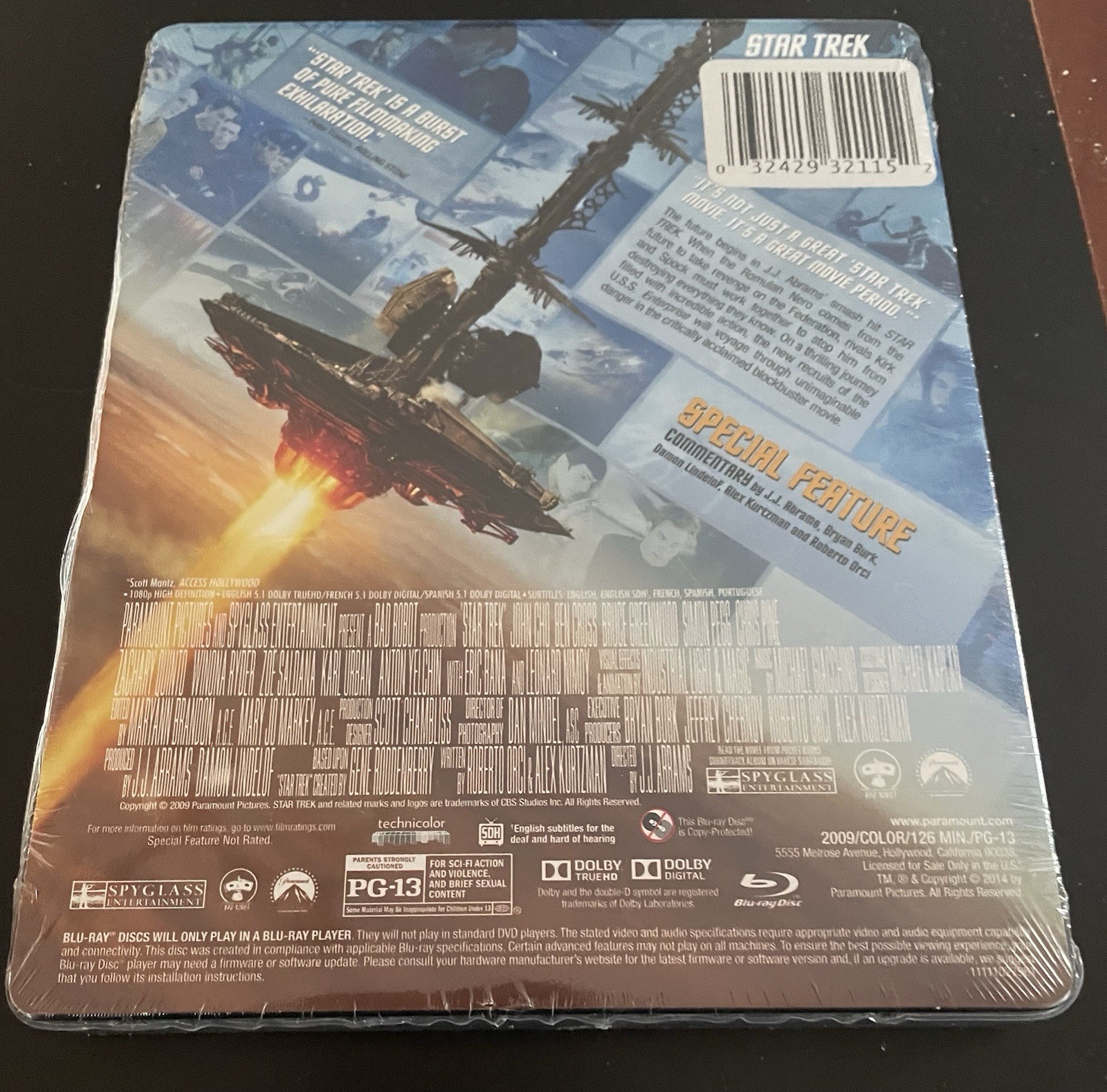 Star Trek Blu-ray Steelbook Movie (2009) PG-13 J.J. Abrams Commentary