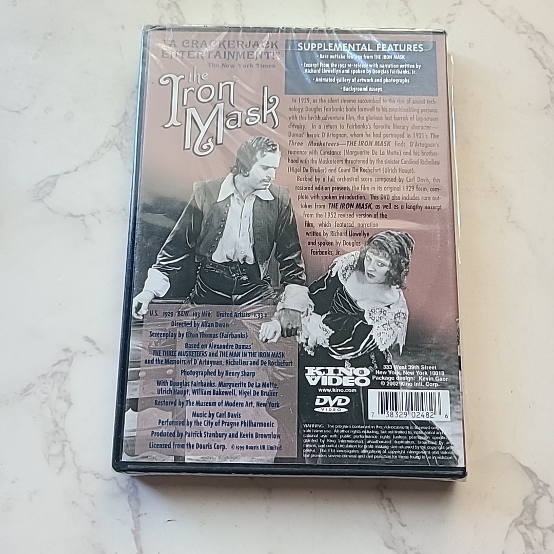 The Iron Mask NEW Sealed DVD 1929 Kino video Douglas Fairbanks With outtakes