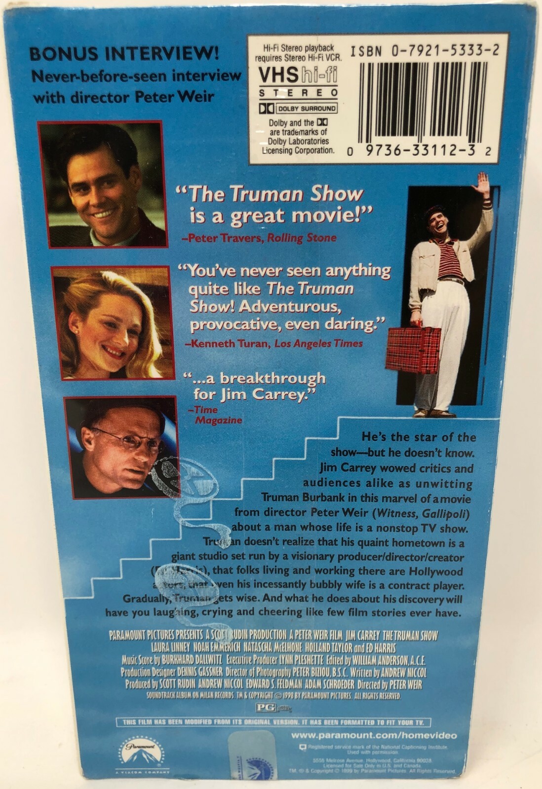 New The Truman Show VHS Movie Video Jim Carrey Ed Harris Laura Linney Trueman