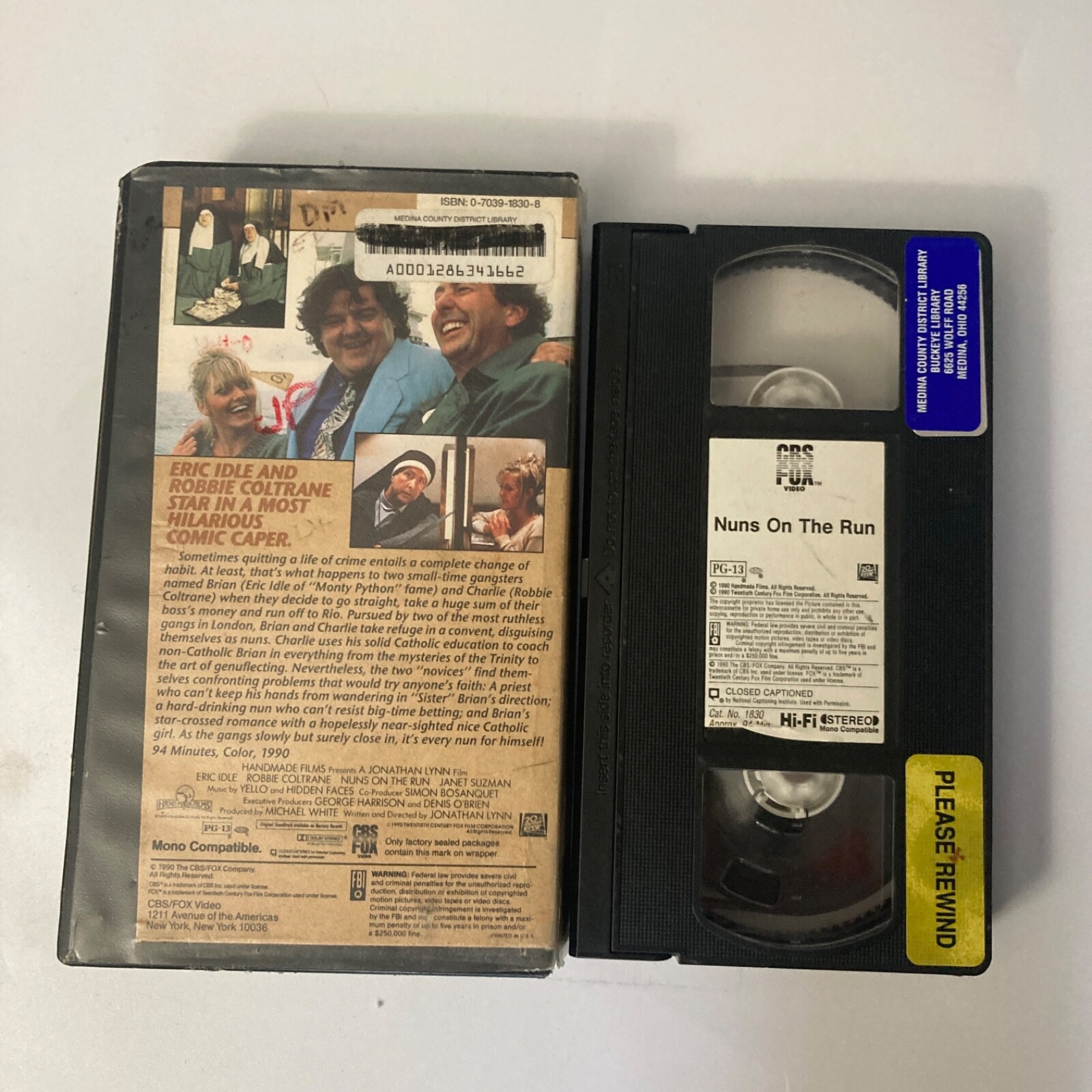 Nuns on the Run (1990), VHS Movie, CBS Fox Video (1990), Eric Idle, Clamshell