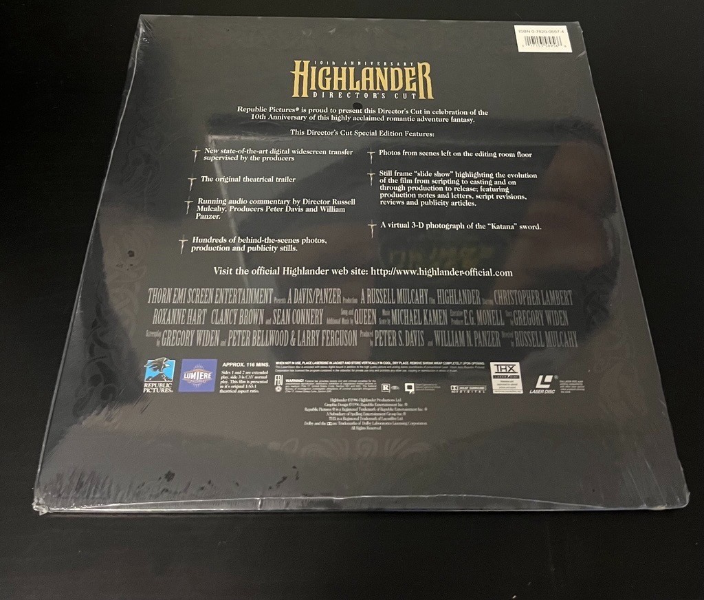 NEW SEALED Highlander (10th Anniversary) Christopher Lambert LASERDISC