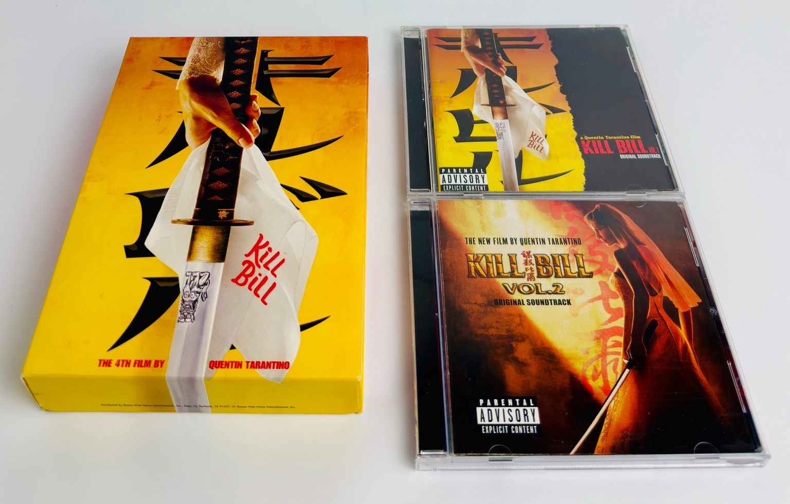 Kill Bill Vol. 1 & 2 DVDs + Original Soundtrack CDs Quentin Tarantino Bundle