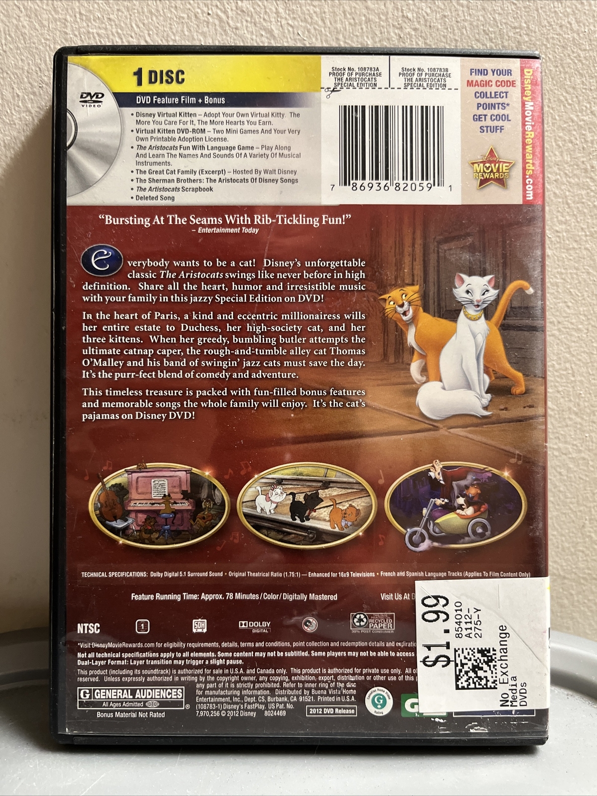 The Aristocats (DVD, 1970)