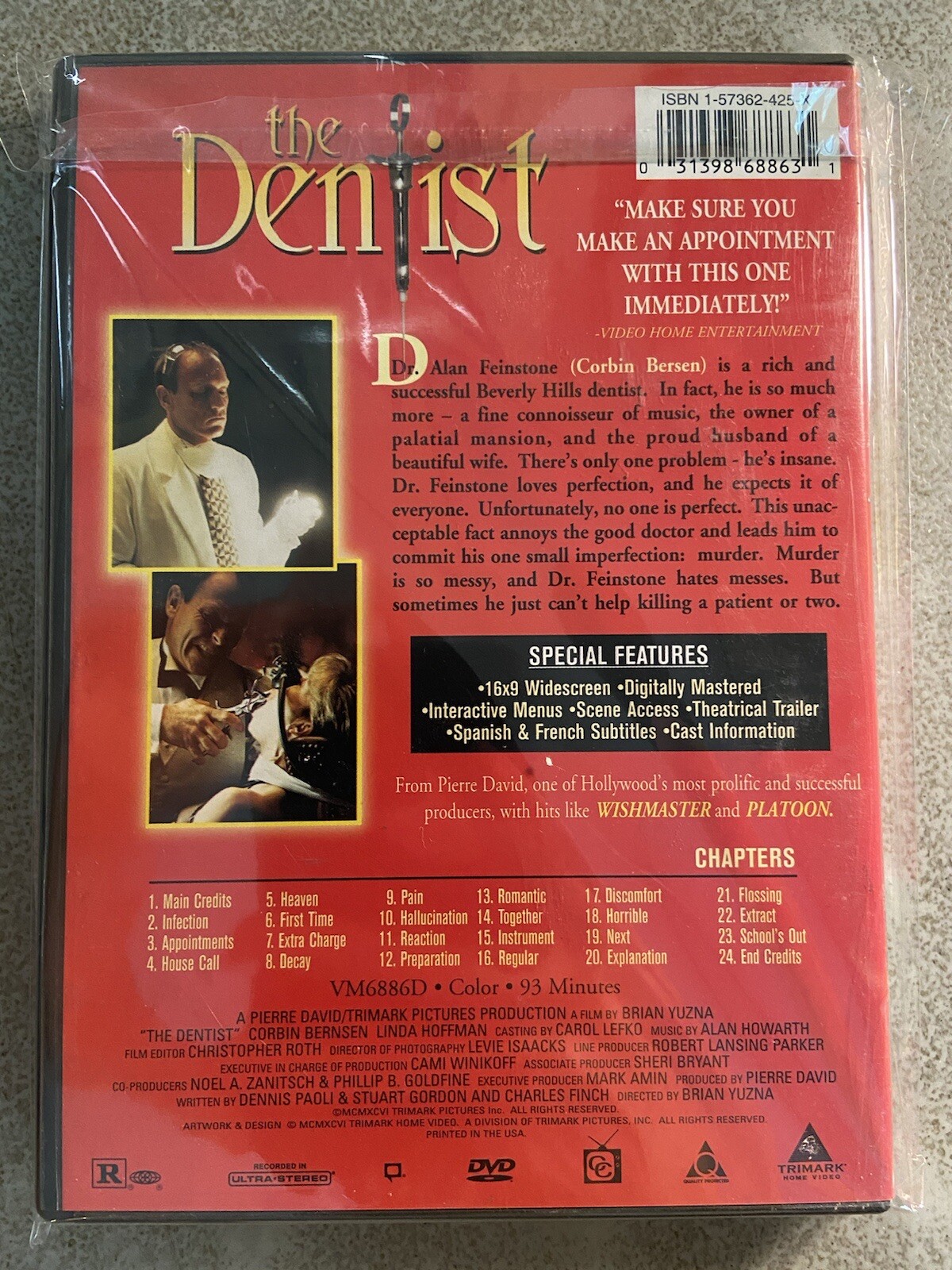 Mint Disc The Dentist 1996 DVD Brian Yuzna Horror Slasher