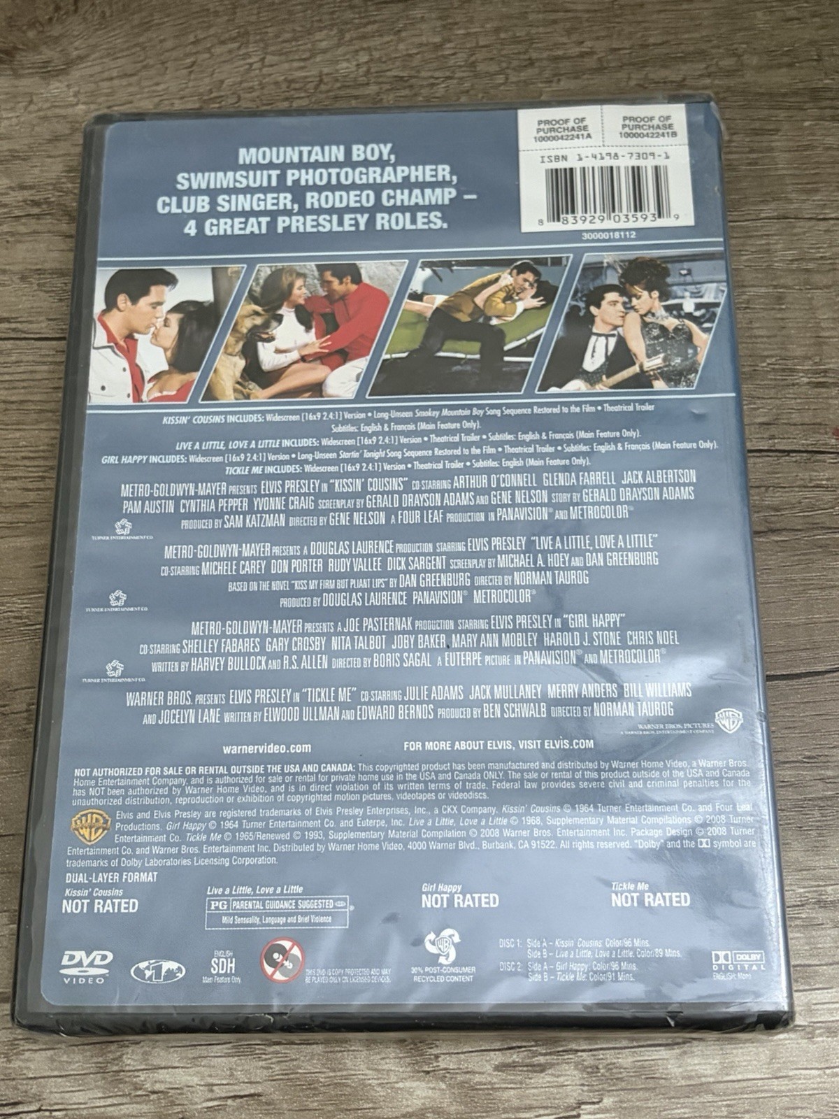 Elvis – Kissin’ Cousins + Live a Little + Girl Happy + Tickle Me – New DVD Set