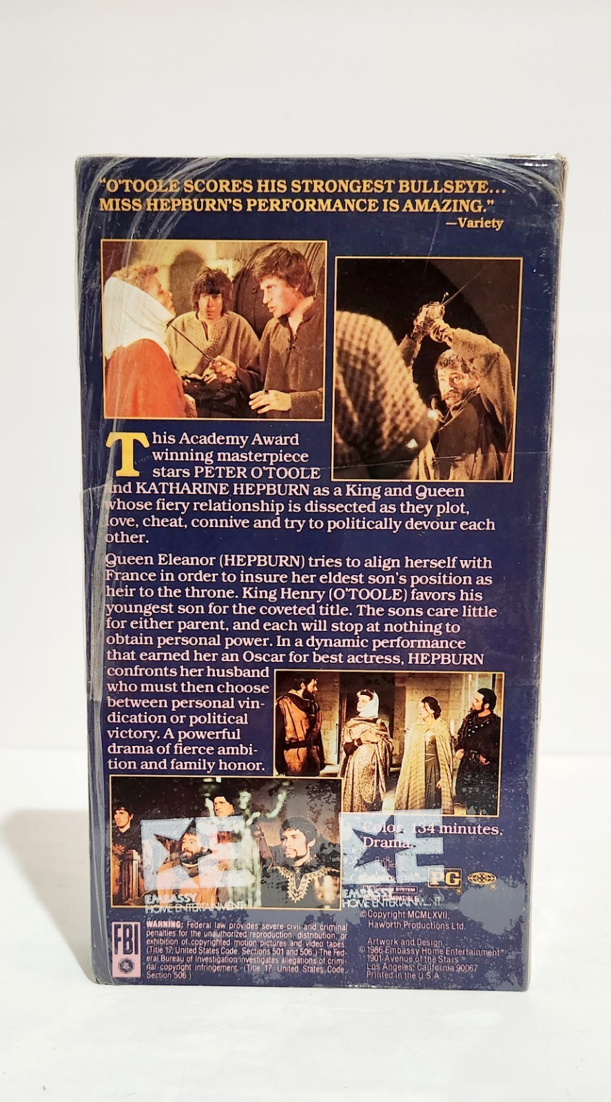 The Lion in Winter VHS Tape Movie Full Screen Katherine Hepburn Peter O’Toole