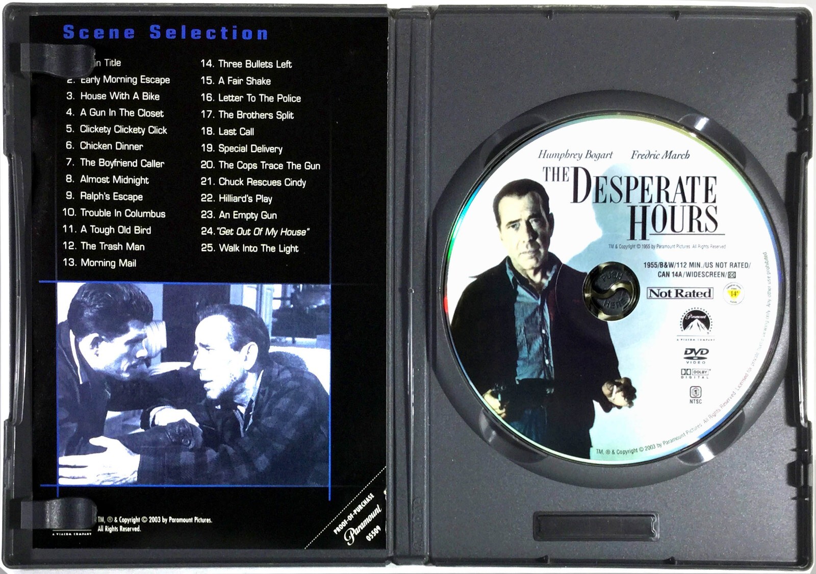 The Desperate Hours (DVD, 1955, Widescreen) Humphrey Bogart Fredric March