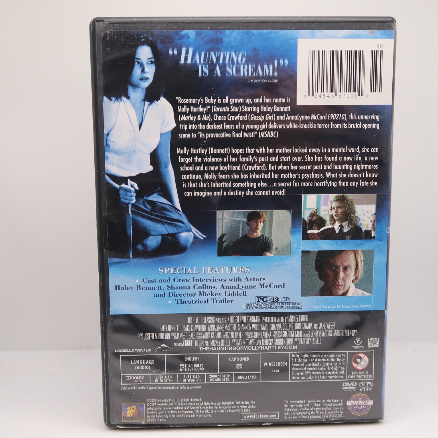 The Haunting of Molly Hartley DVD 2008 Haley Bennett Chace Crawford PG-13