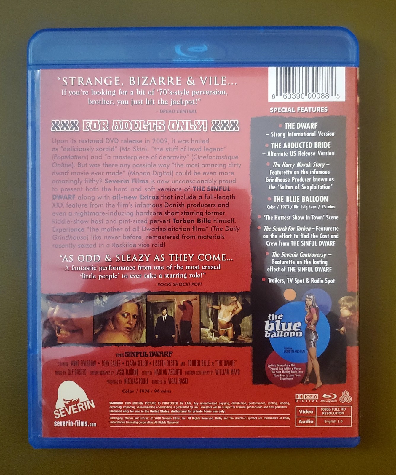The Sinful Dwarf Blu-ray Severin Limited Collector’s Edition Cult Horror