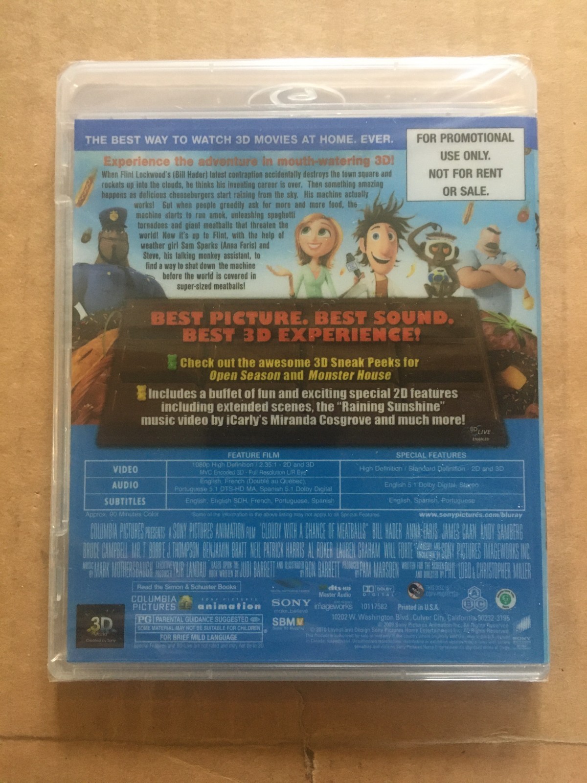 Cloudy with a Chance of Meatballs (Blu-ray 3D, 2009)