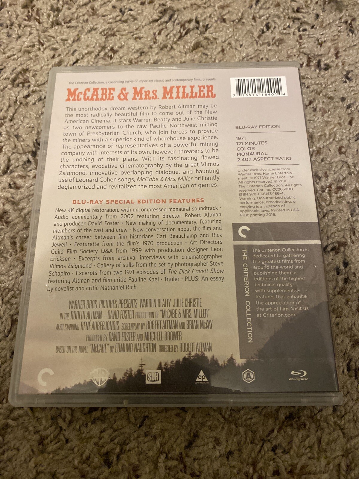 McCabe Mrs. Miller (Blu-ray Disc, 2016, Criterion Collection)