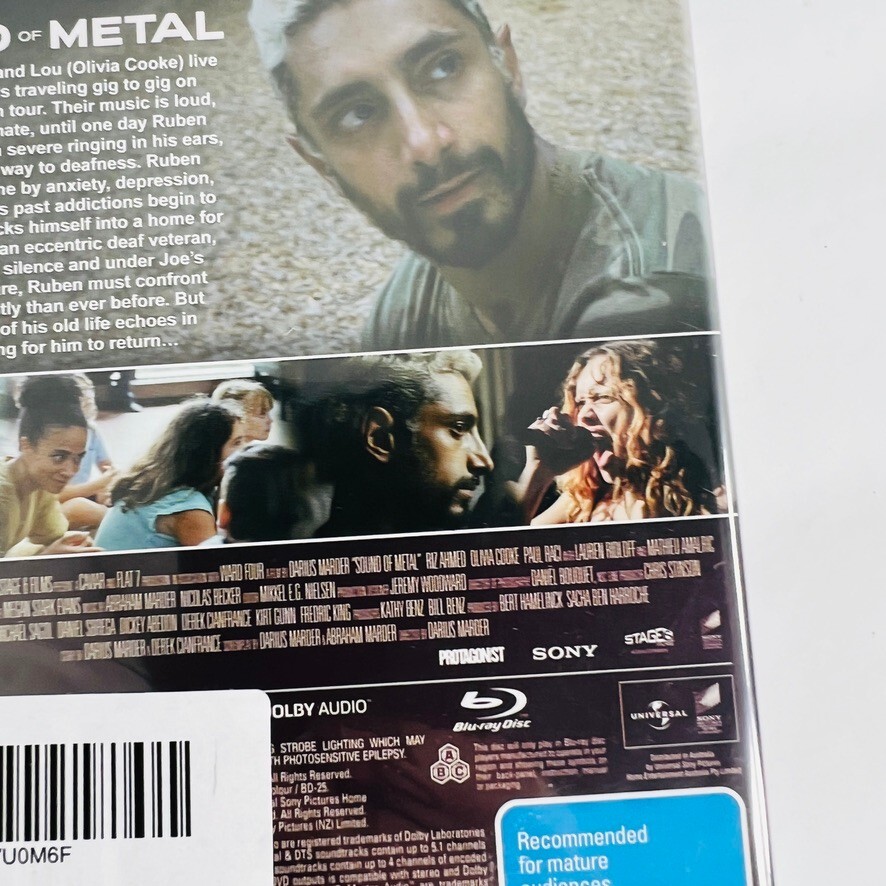 Sound Of Metal Blum Ray Region Free Movie Riz Ahmed Olivia Cooke Academy Award