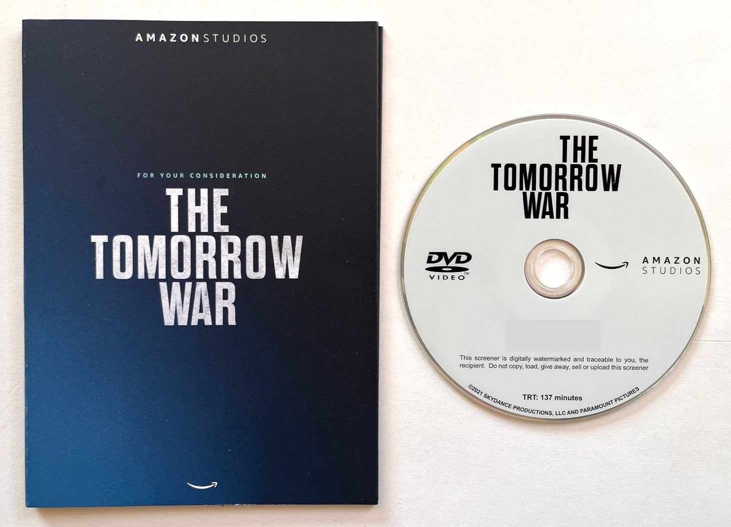 THE TOMORROW WAR promo DVD 2021 movie FYC screener Chris Pratt McKay VERY RARE