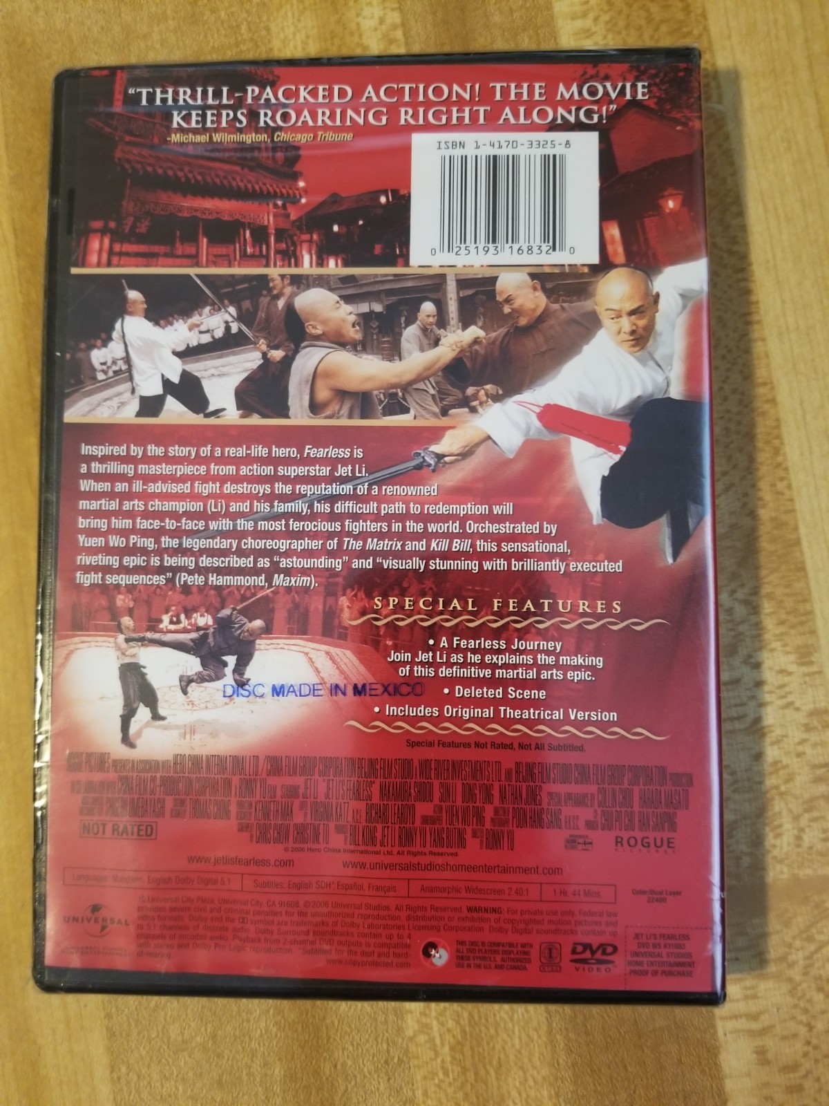 Jet Li’s Fearless ( Unrated Edition DVD, 2006 Widescreen) New Factory Sealed