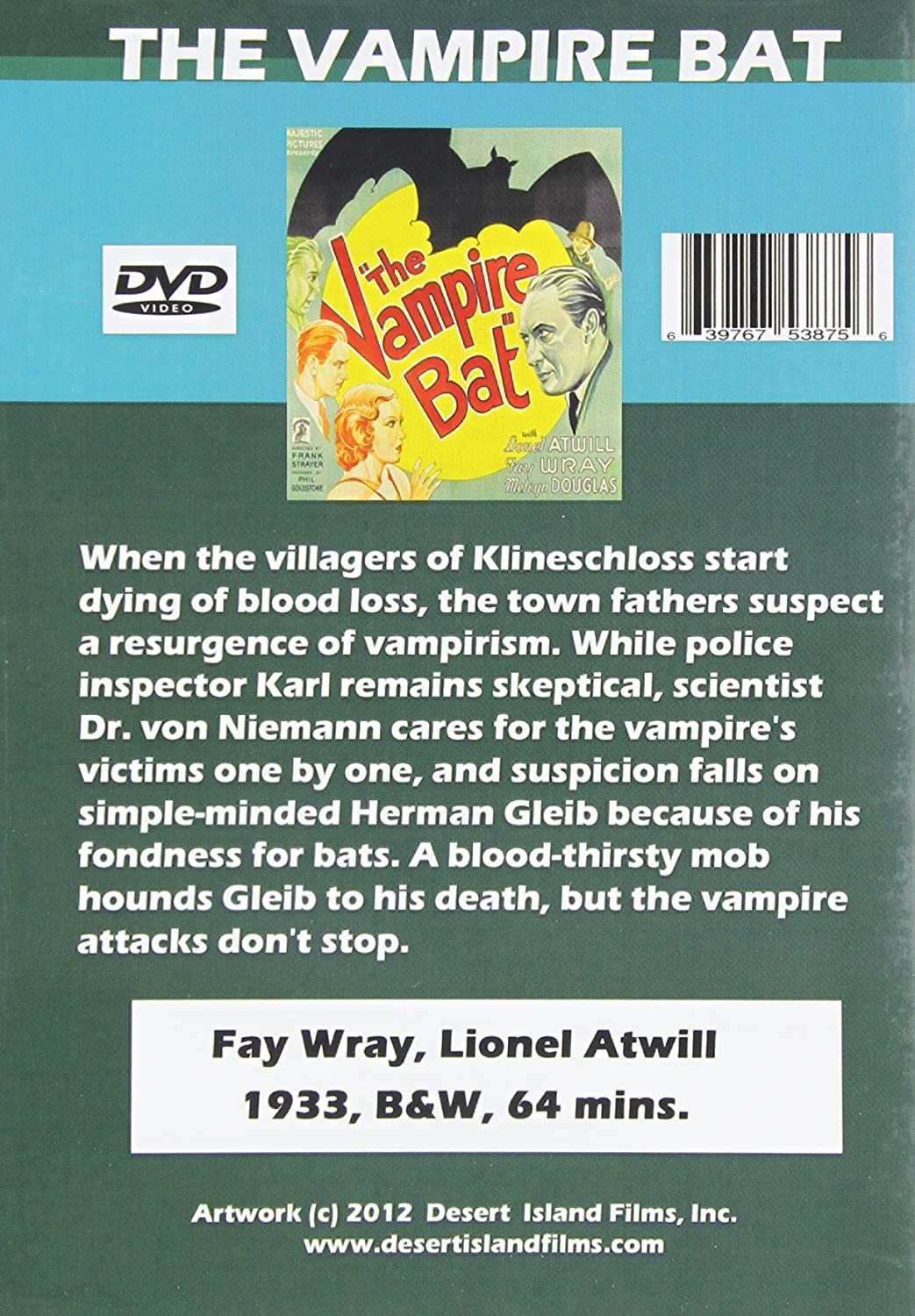 Vampire Bat (DVD) Fay Wray Lionel Atwill