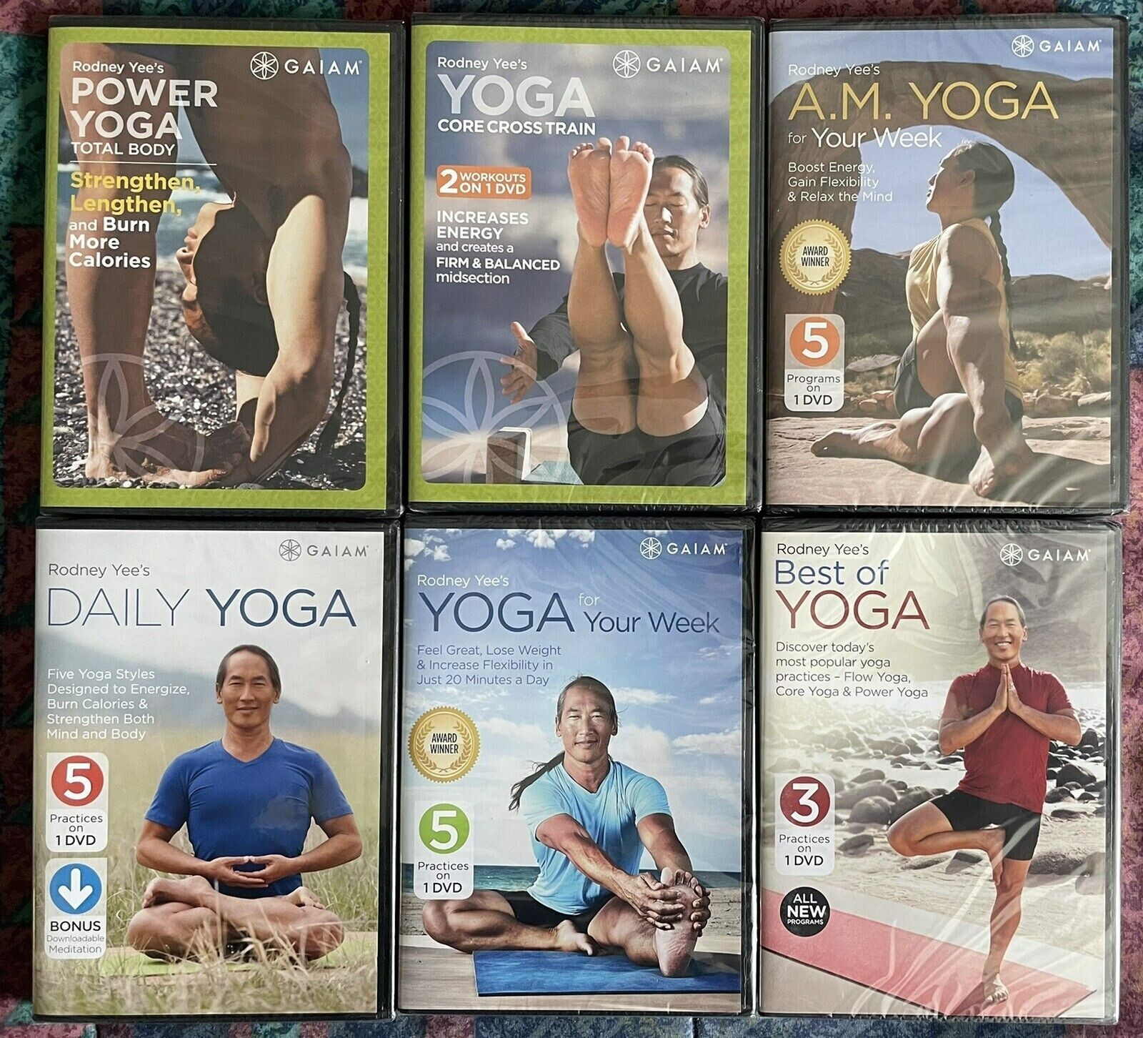 RODNEY YEE Yoga & Fitness Collection – 6 DVD Lot GAIAM **NEW/SEALED** FREE SHIP