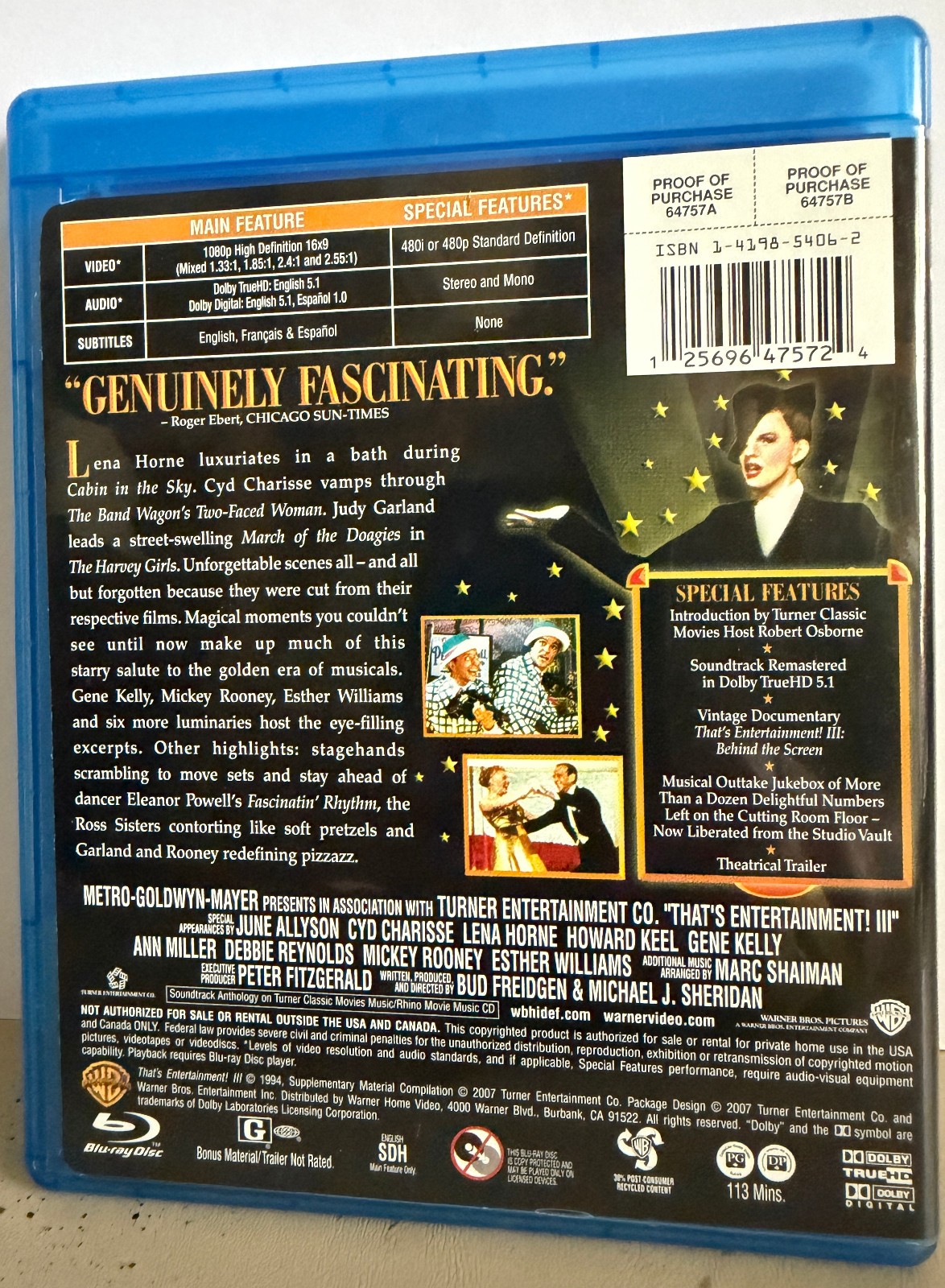 Thats Entertainment – Trilogy Giftset (Blu-ray Disc, 2012, 3-Disc Set) LIKE NEW!