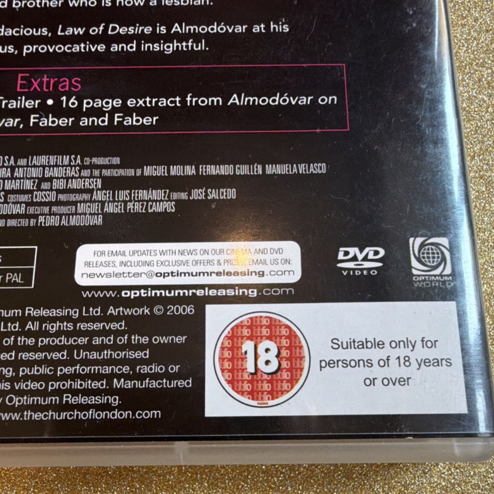 Optimum Releasing: Law of Desire (DVD, 2006) PAL Almodóvar Banderas WITH BOOKLET