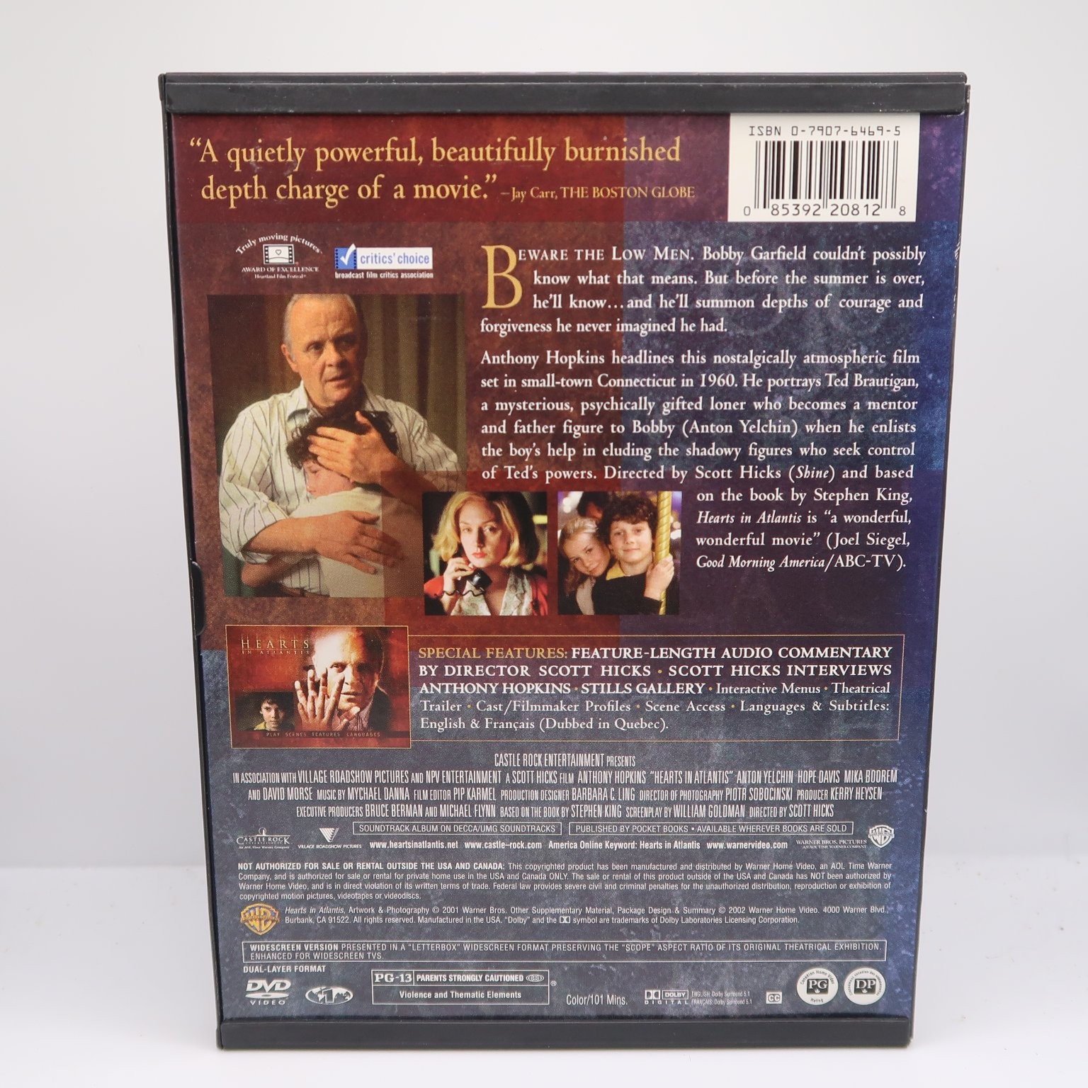 Hearts in Atlantis DVD 2001 Anthony Hopkins Scott Hicks Stephen King PG-13