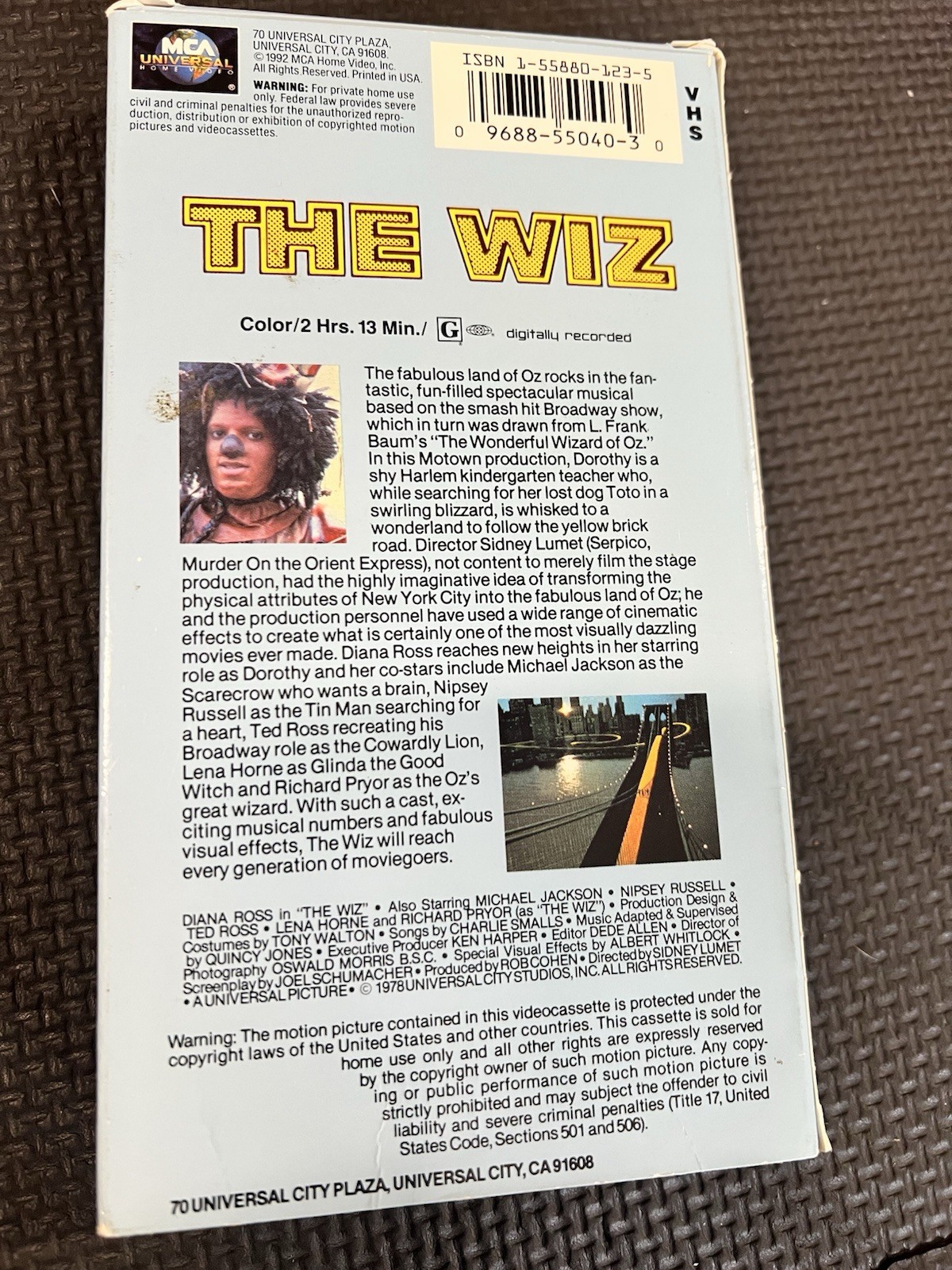MCA Universal The Wiz VHS Full Screen NTSC Musical Lumet Ross Jackson Pryor
