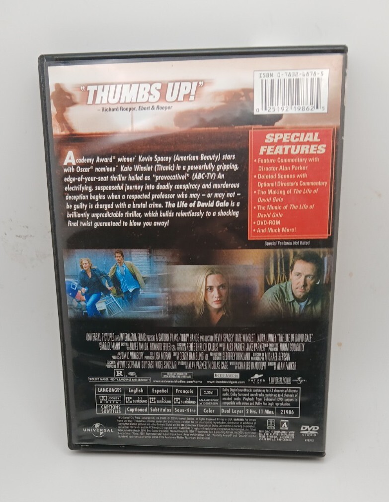 The Life of David Gale (Widescreen-DVD, 2003) Kate Winslet-PRE-OWNED VERY GOOD