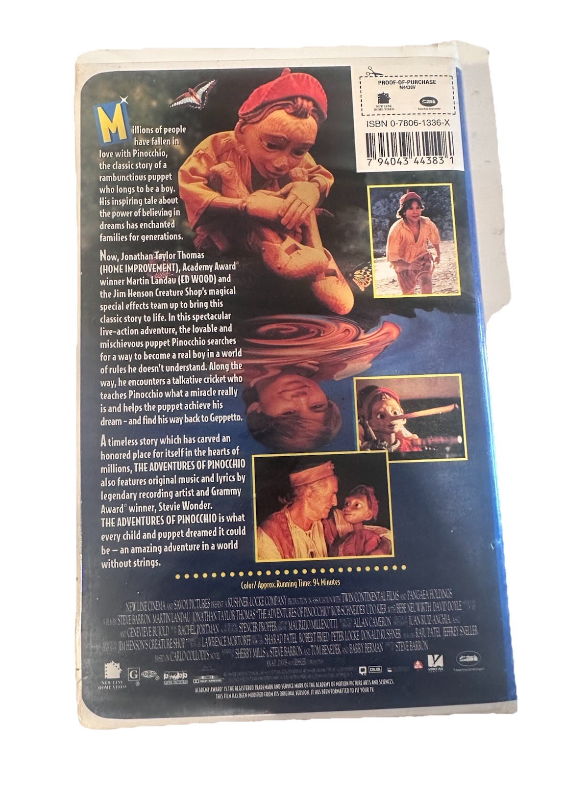 The Adventures of Pinocchio (VHS, 1996, Clamshell)