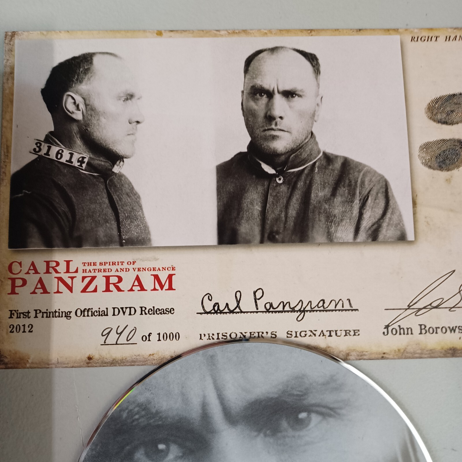 CARL PANZRAM DVD Serial Killer Murder SIGNED John Borowski Limited 940/1000