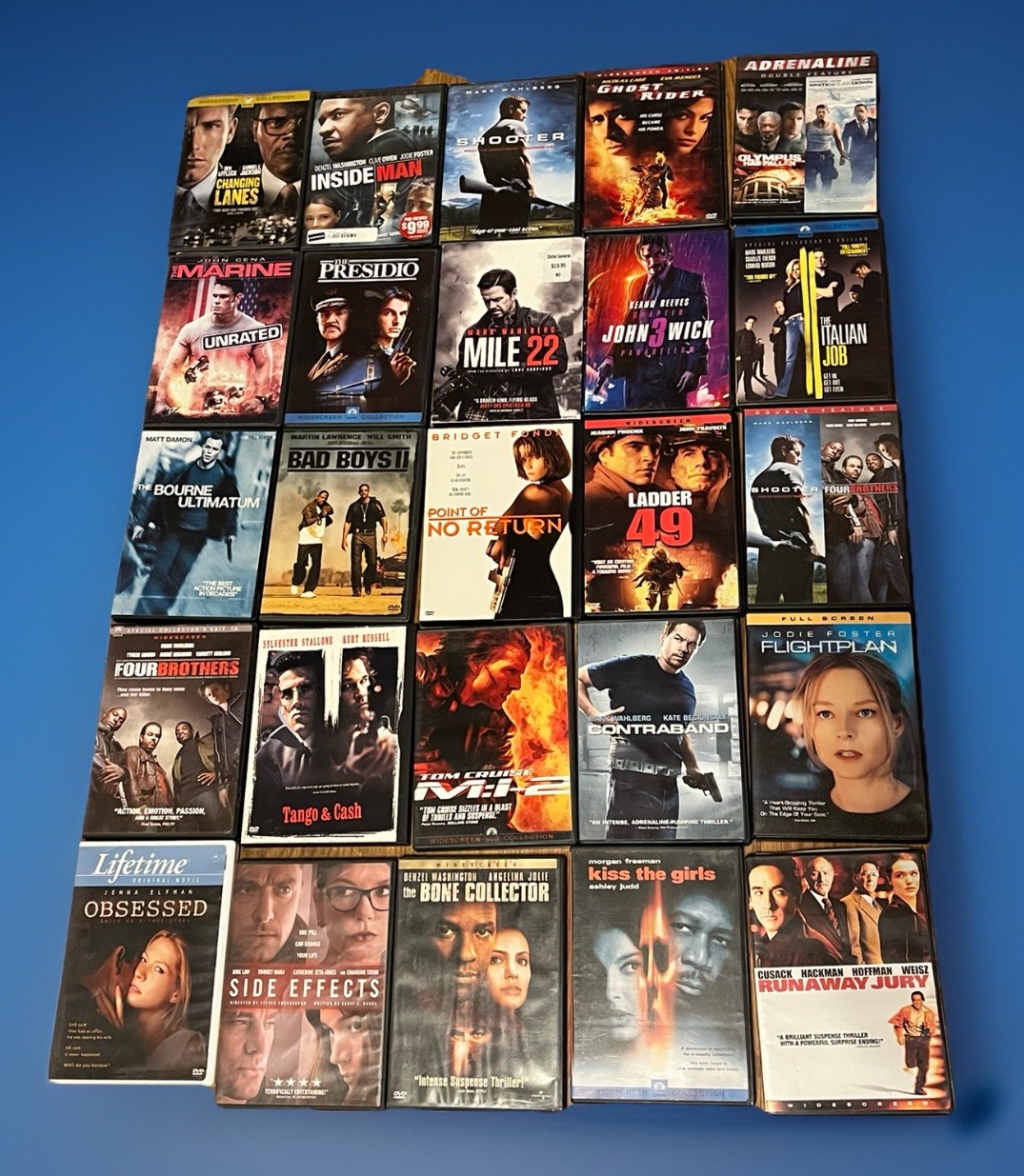 DVD Lot of Over 50 Movies Assorted Titles mostly ACTION DRAMA THRILLER
