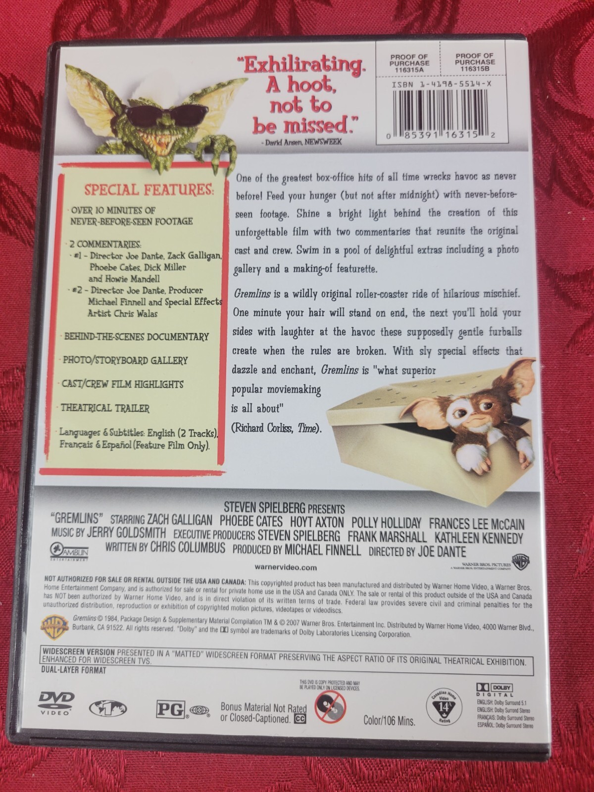 GREMLINS 1 / GREMLINS 2: The New Batch (2007) Warner Bros., Joe Dante