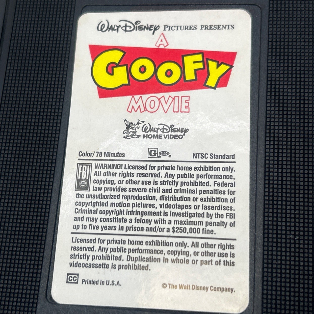 A Goofy Movie VHS 1995 Disney Video Tape Rare Paper Label Clamshell Nearly New!
