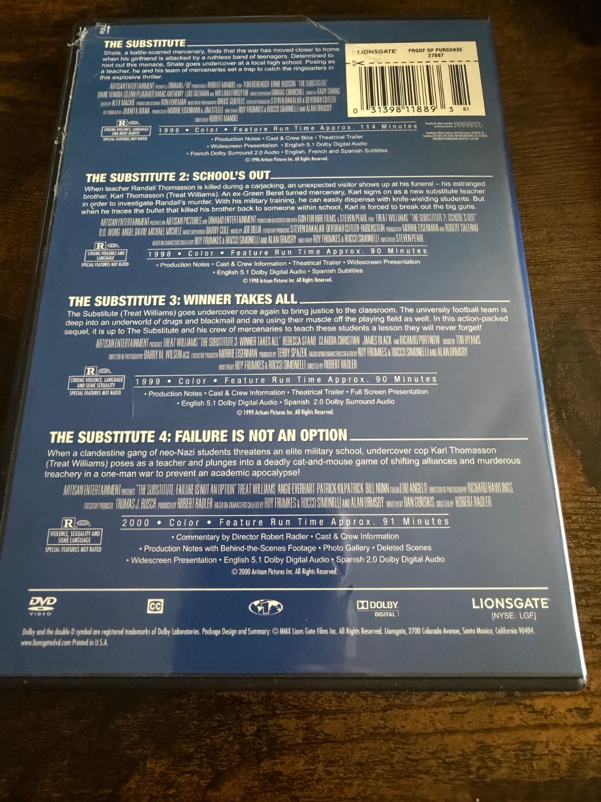 The Substitute 1, 2, 3 & 4 4-Film DVD Set used