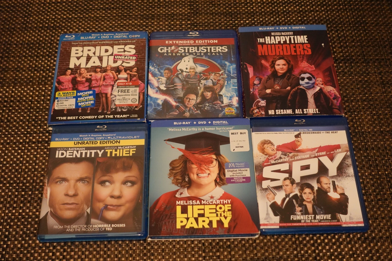 Lot 6 Melissa McCarthy Blu-Ray Life of the Party, Identity Thief, Spy, HappyTime