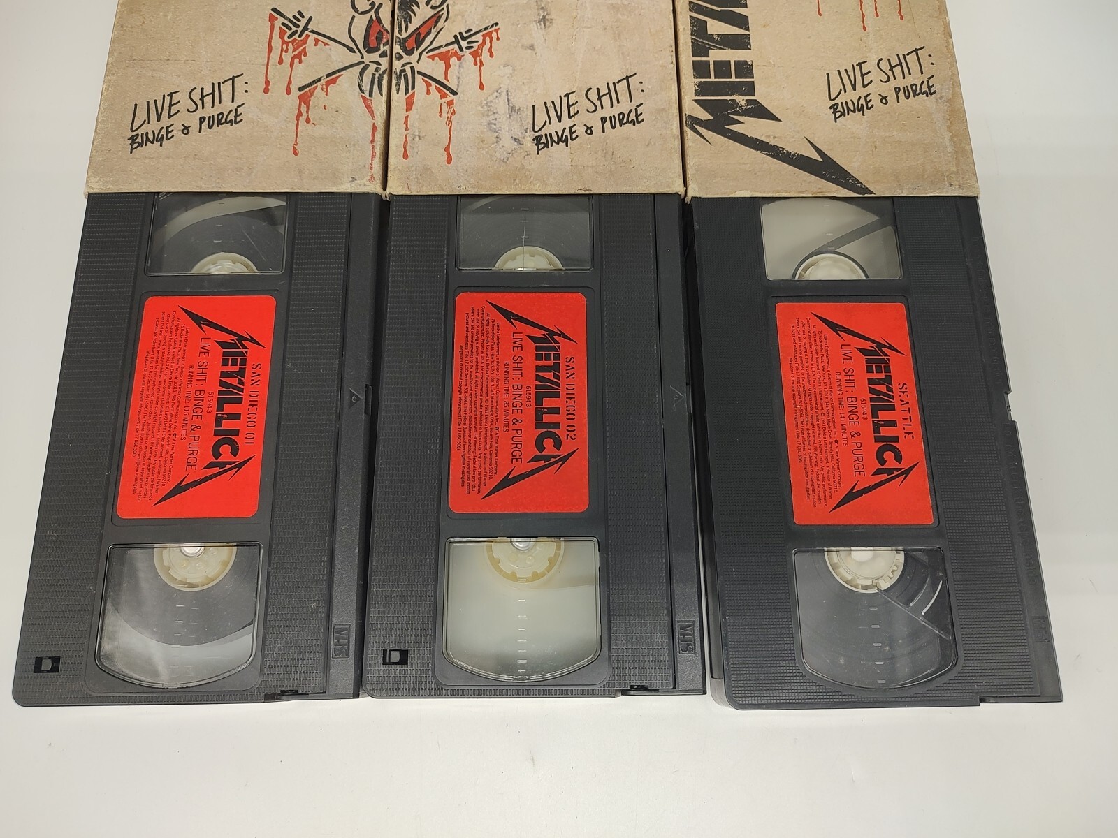Metallica Live Shit Binge and Purge Seattle and San Diego VHS Cassette Tape Set