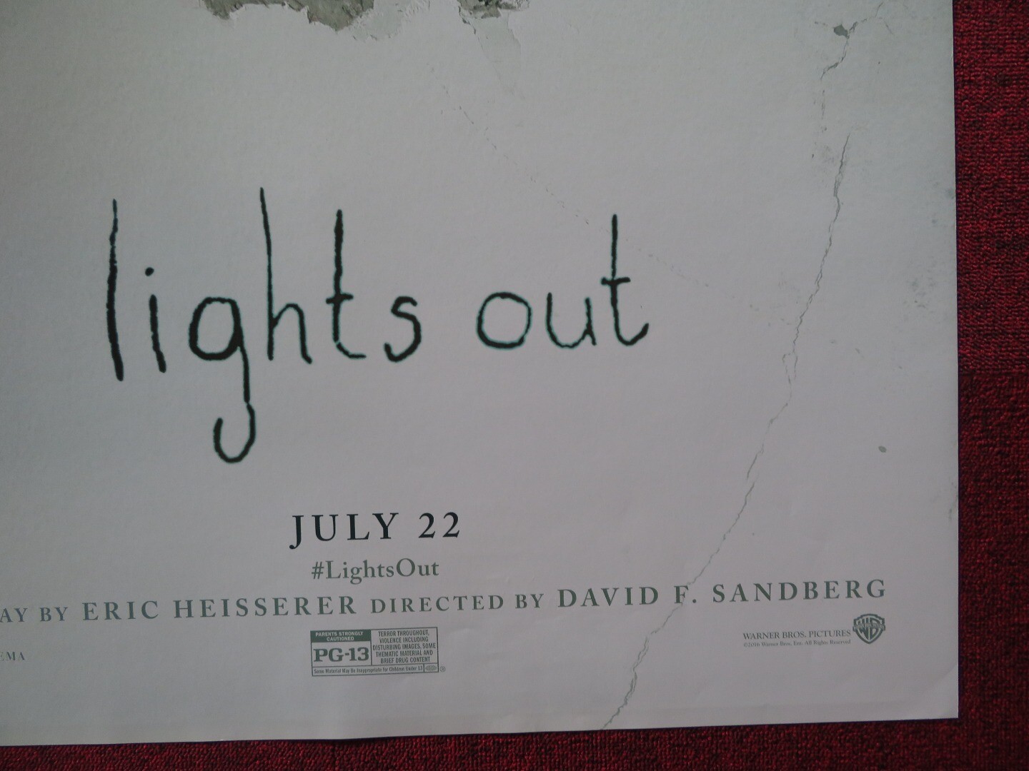 LIGHTS OUT US ONE SHEET ROLLED POSTER DAVID F.SANDBERG 2016